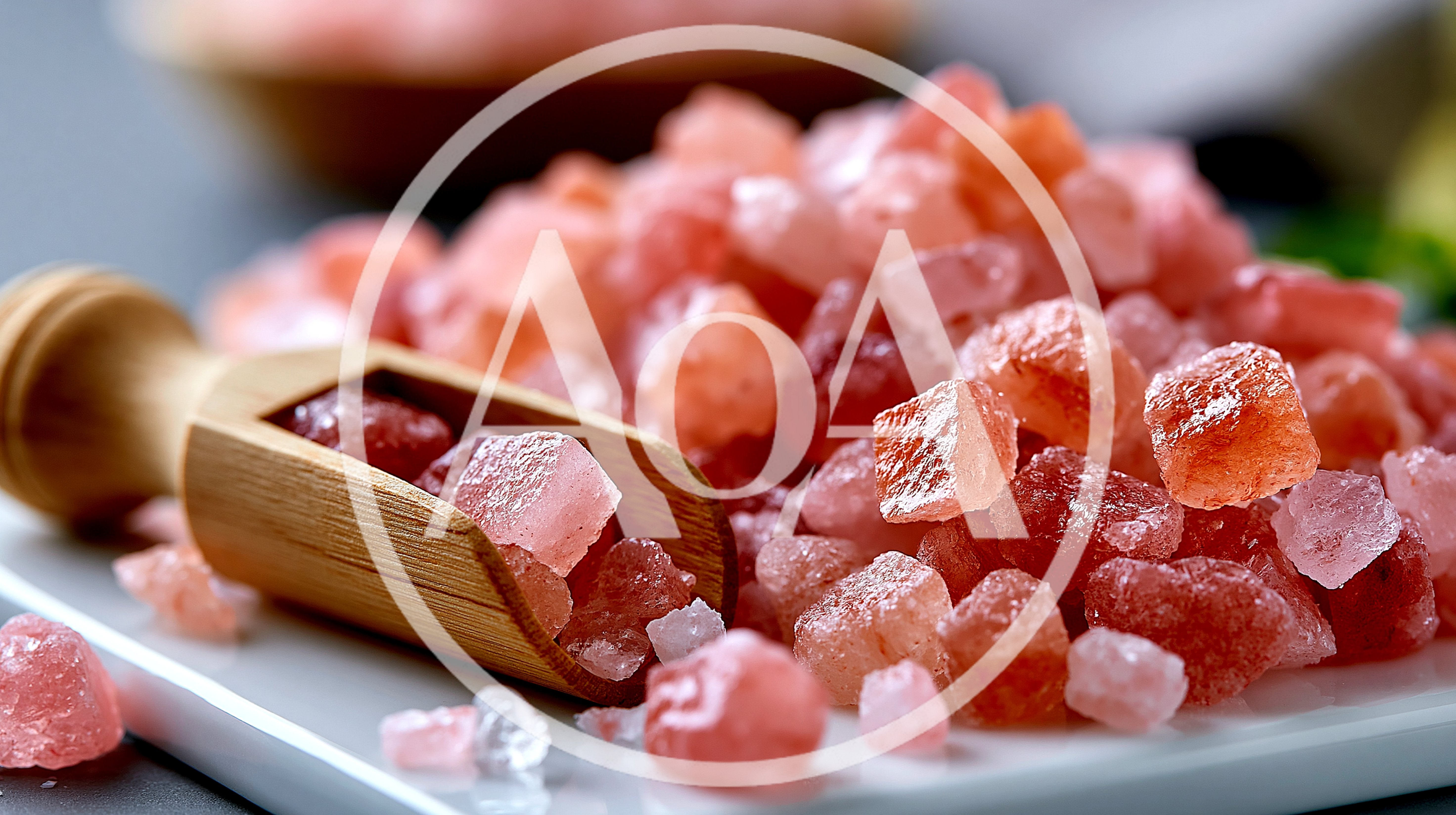 Himalayan Pink Salt Crystals With Wooden Scoop
