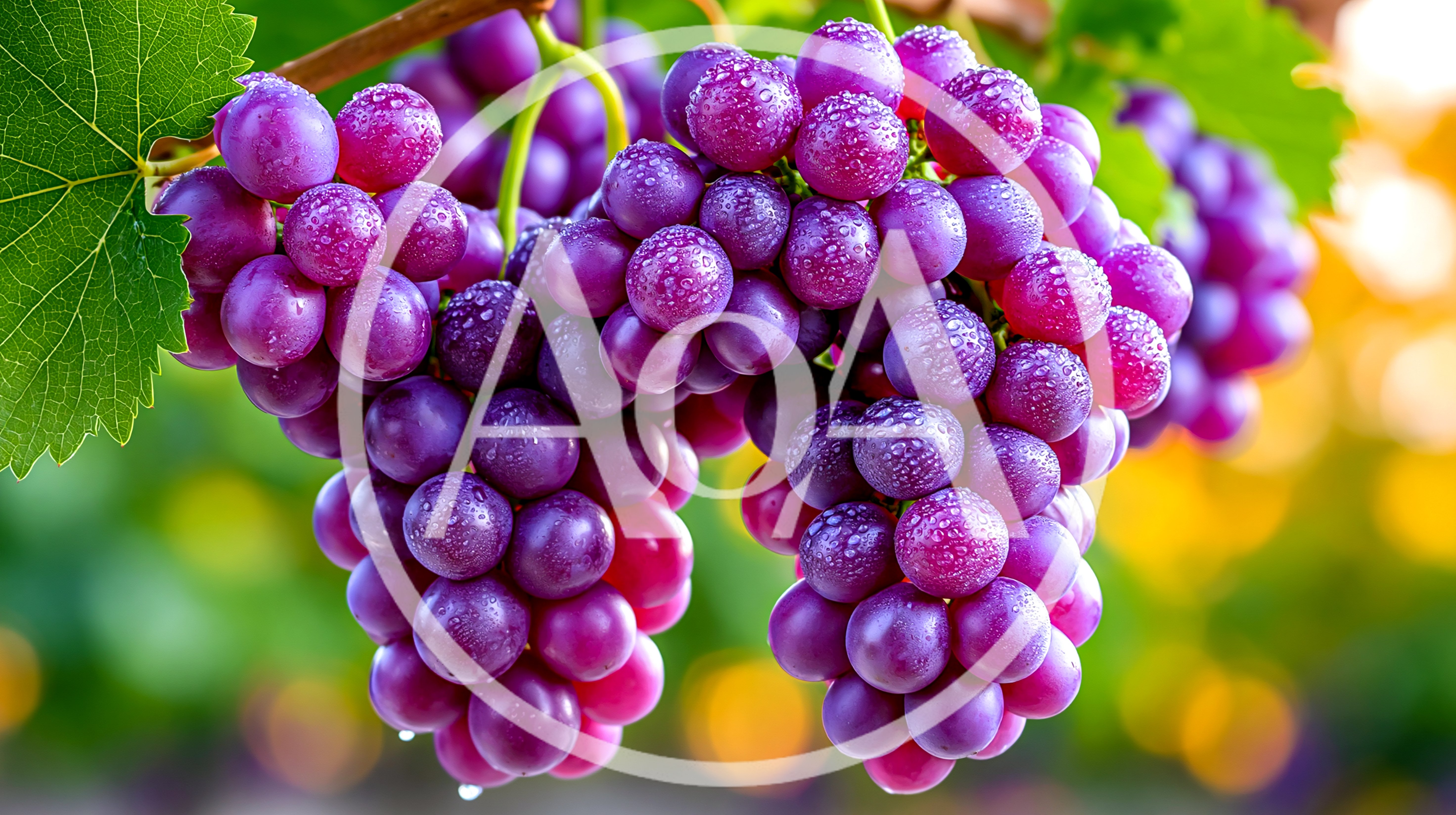 Fresh Clusters Of Ripe Purple Grapes On The Vine