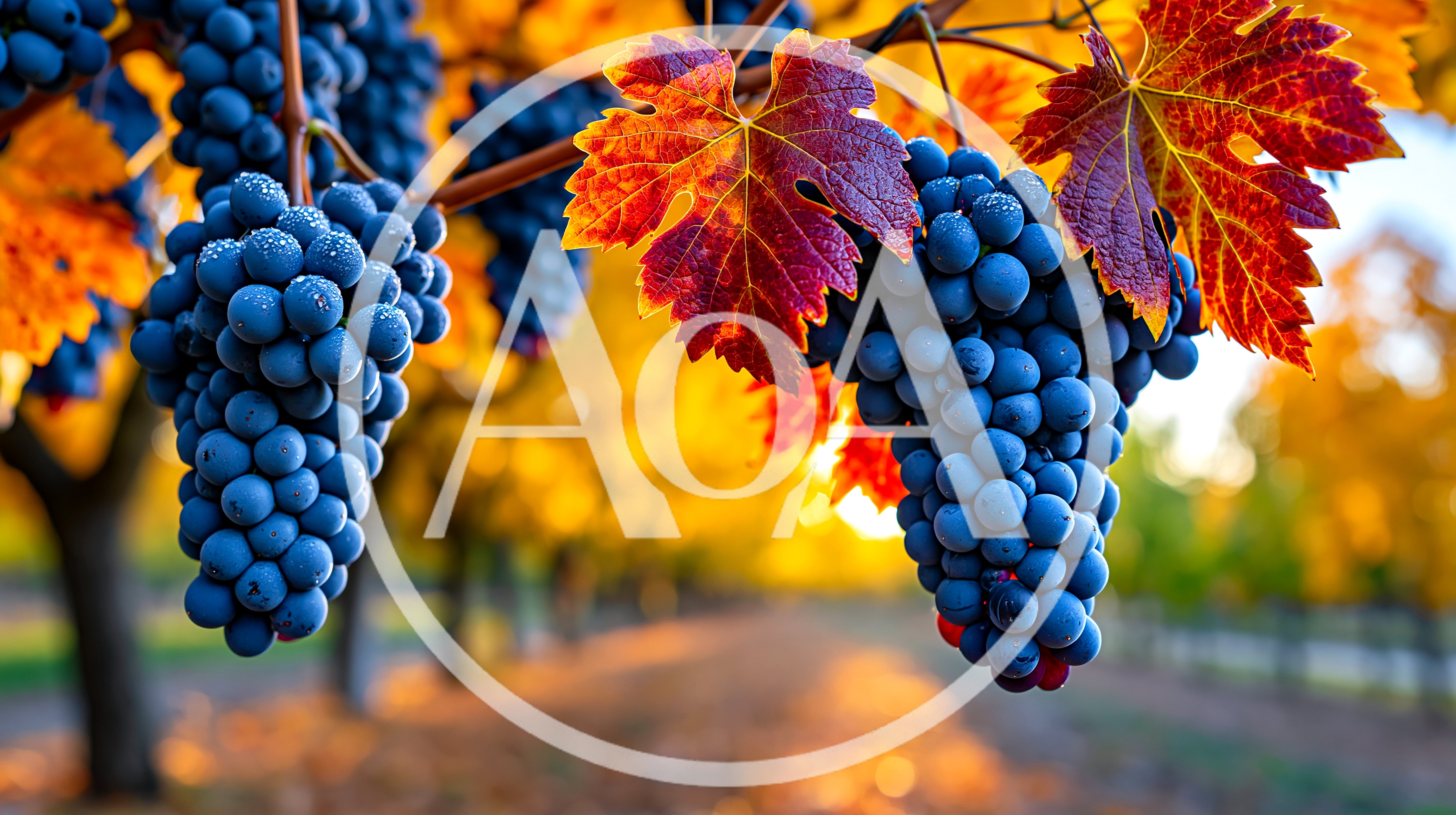 Clusters Of Ripe Purple Grapes In A Vineyard