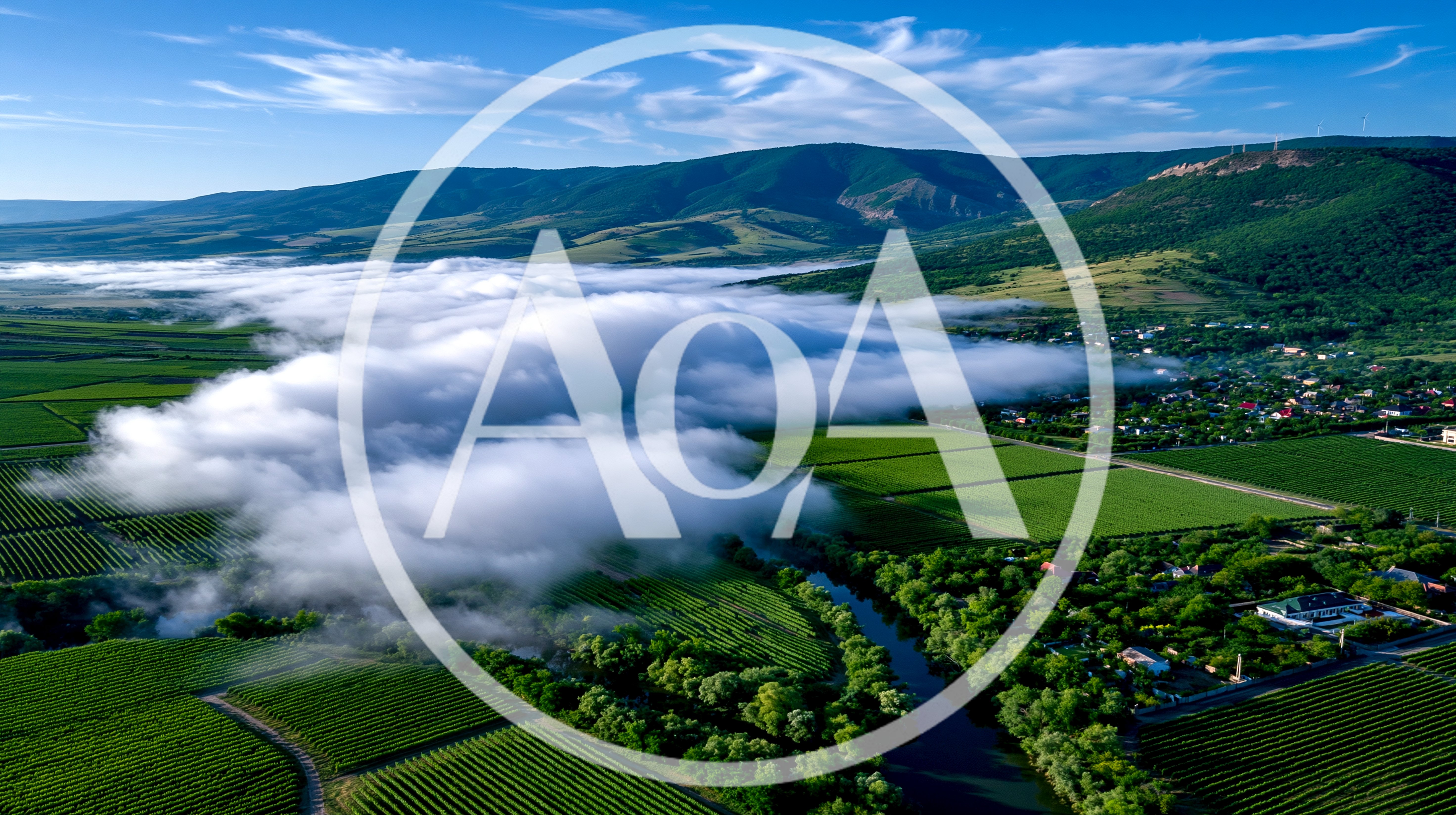 Aerial View Of Low Clouds Over A Lush Valley