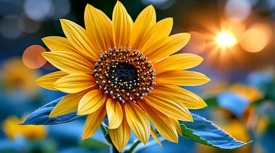 Vibrant Sunflower Blooming Under Golden Hour Sunlight