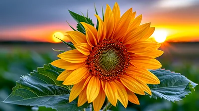 Vibrant Sunflower Blooming Against A Golden Sunset