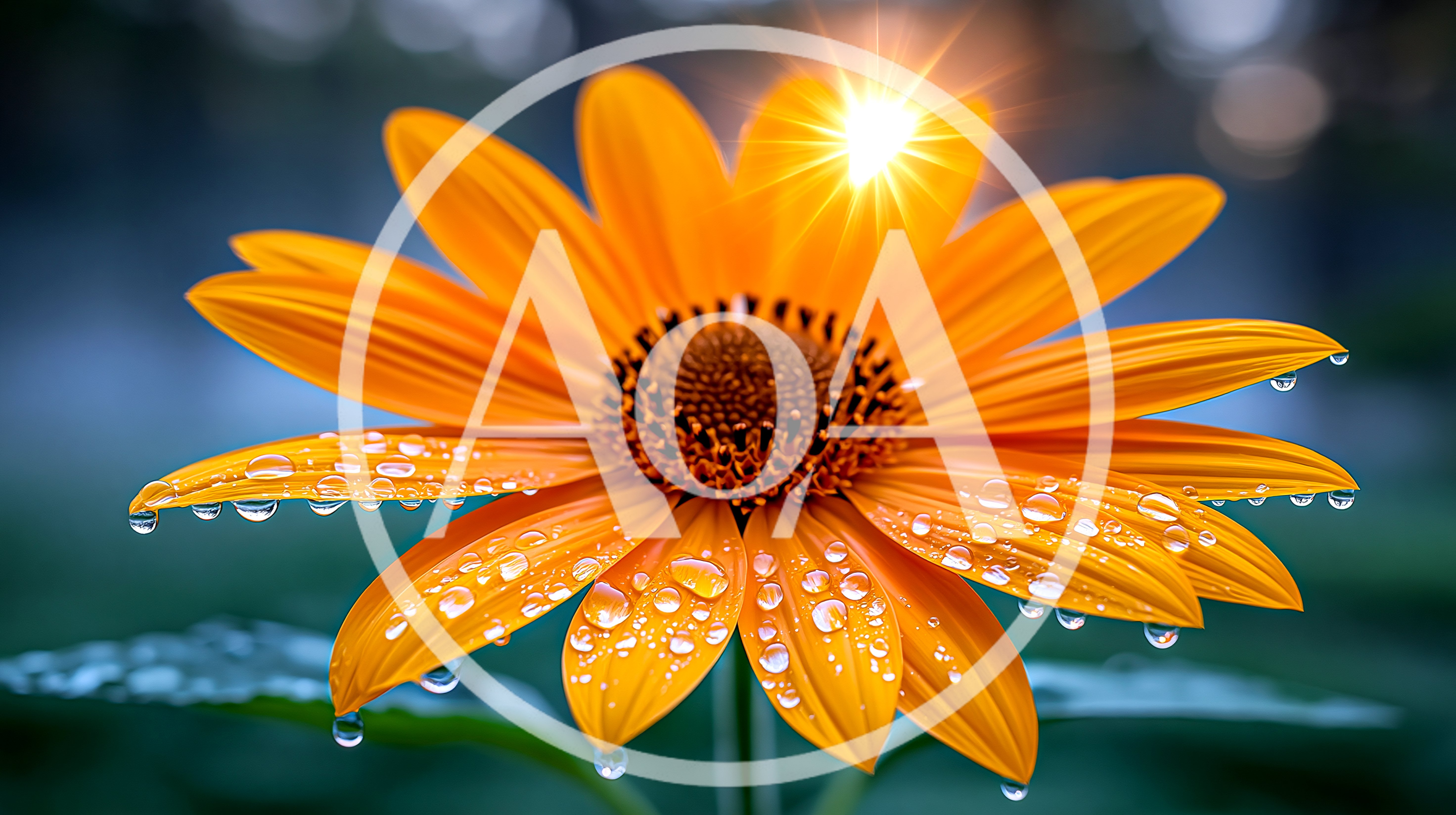 Yellow Sunflower With Dew Drops Under Sunlight