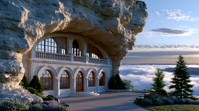 Luxury Mansion Built Into A Rocky Mountain Cliffside