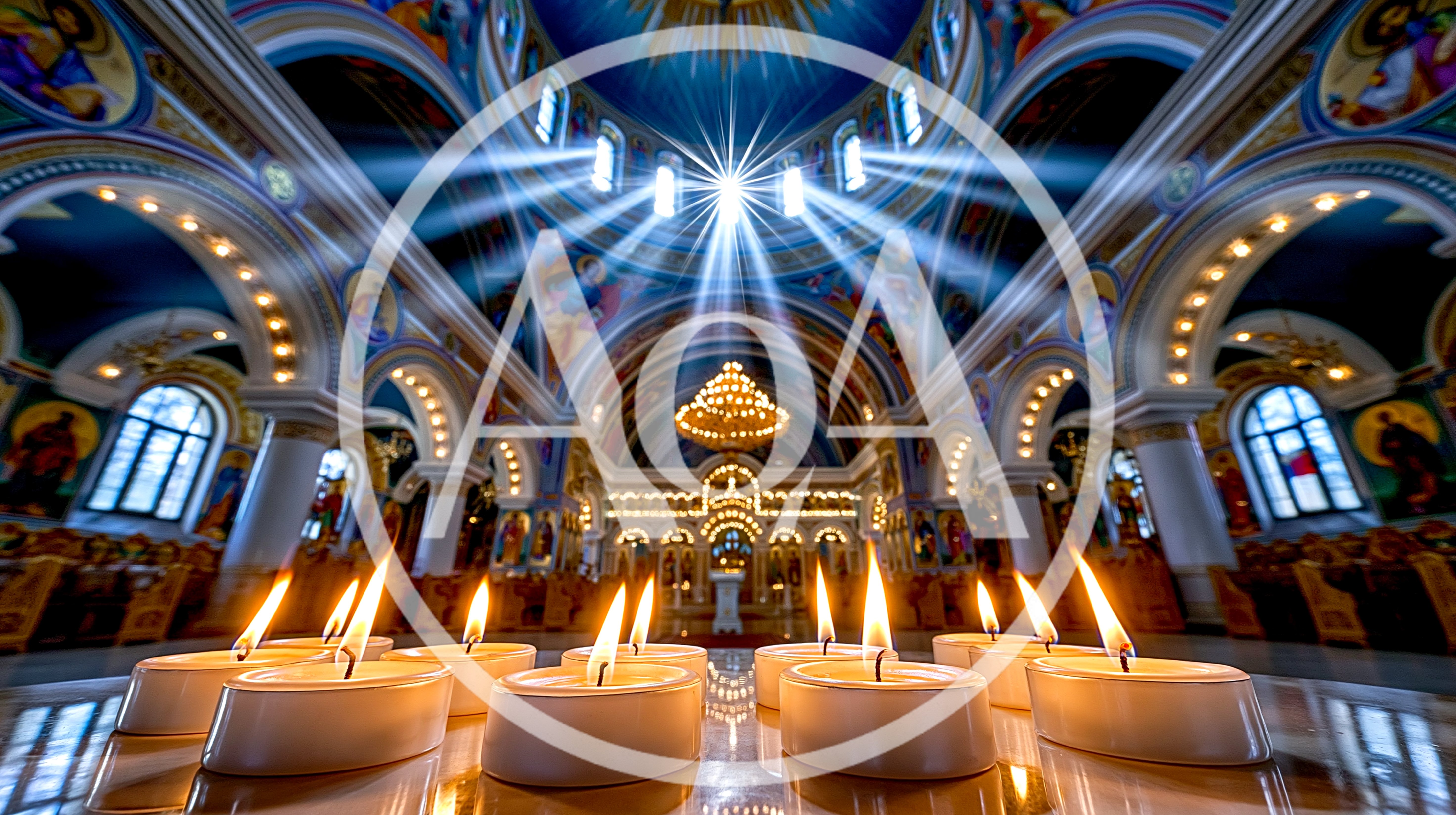 Lit Candles Inside An Ornate Orthodox Church