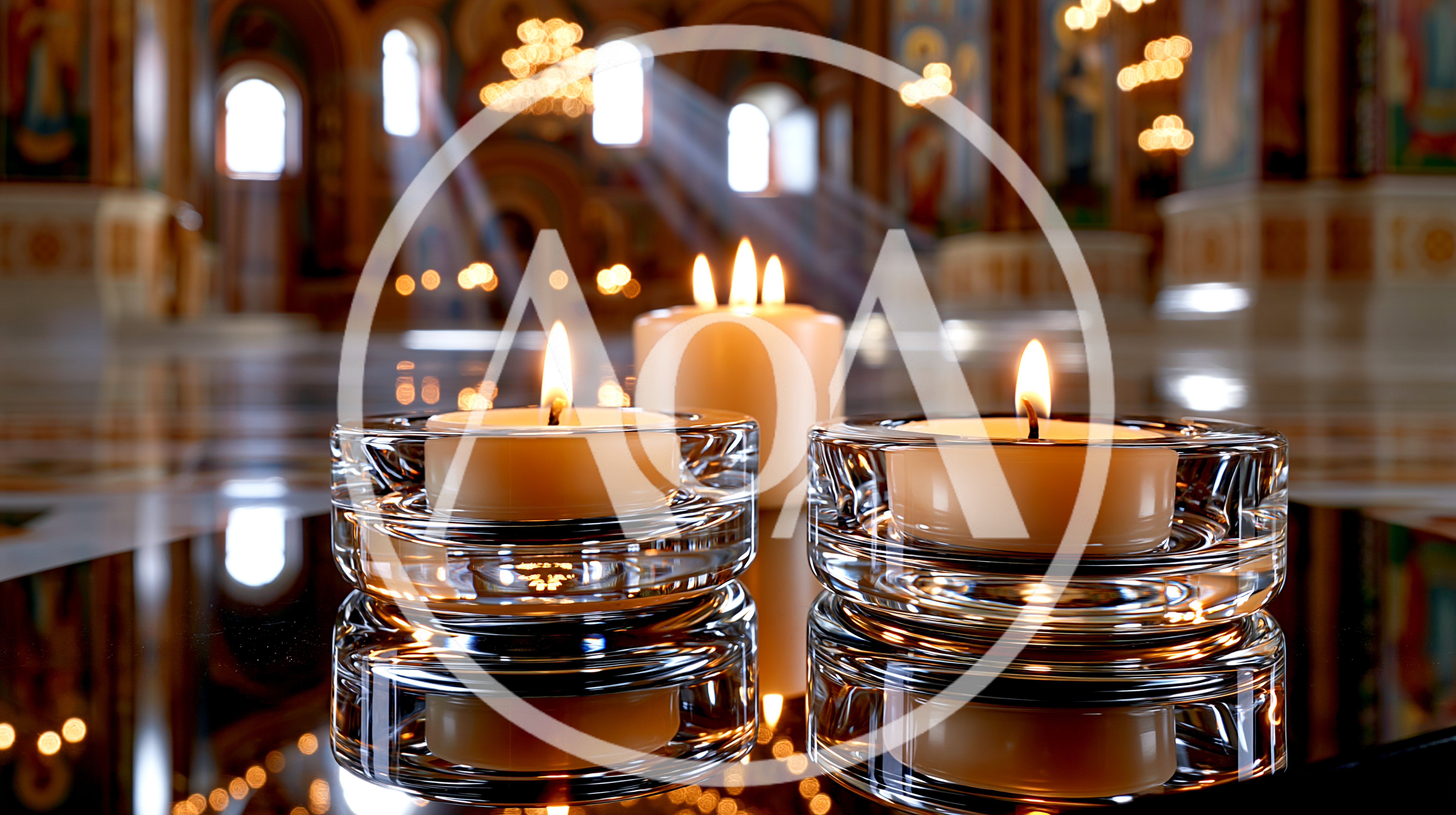 Lit Tea Light Candles In A Church Interior