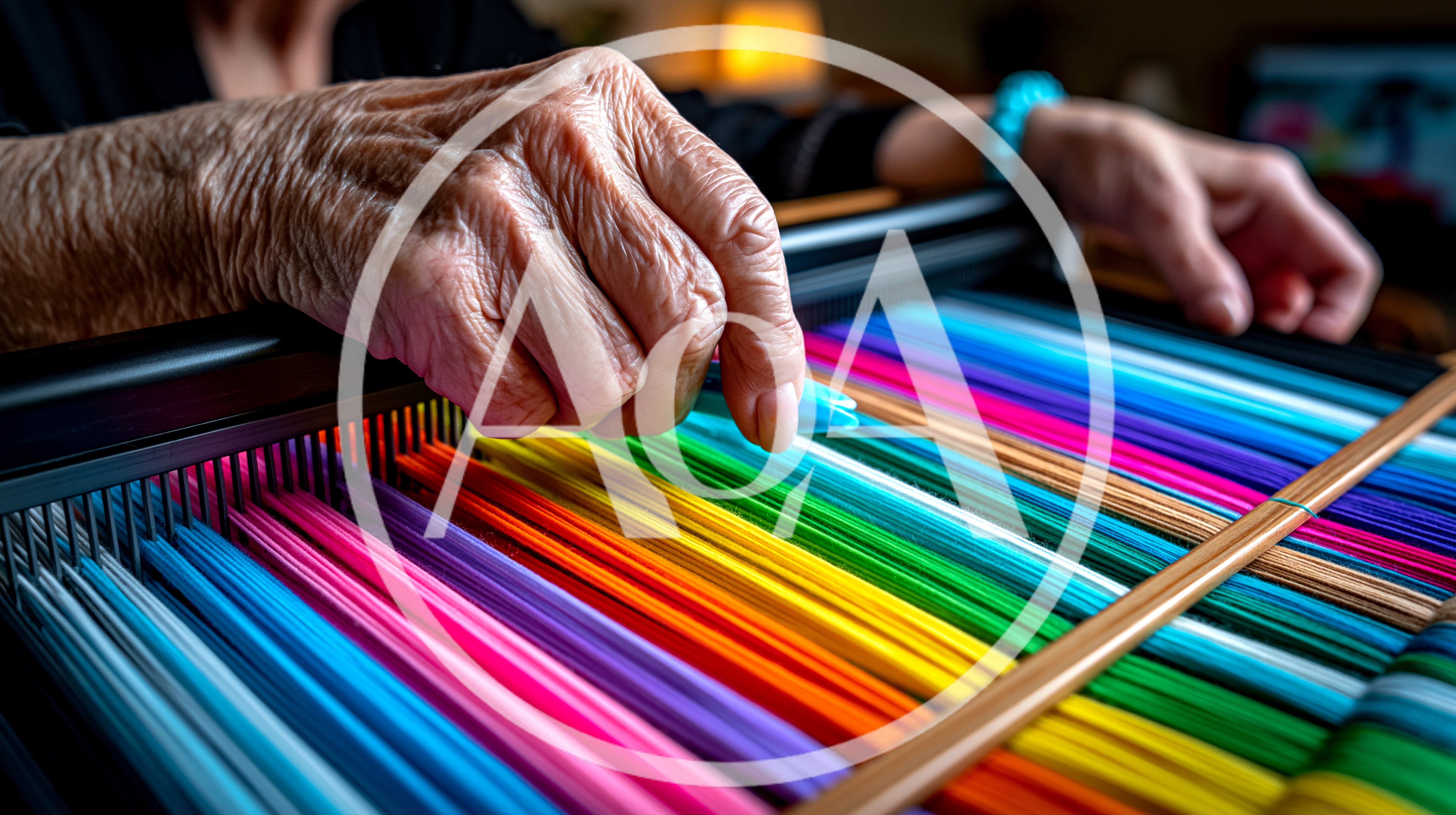 Elderly Person Organizing Colorful Paper Strips for Quilling