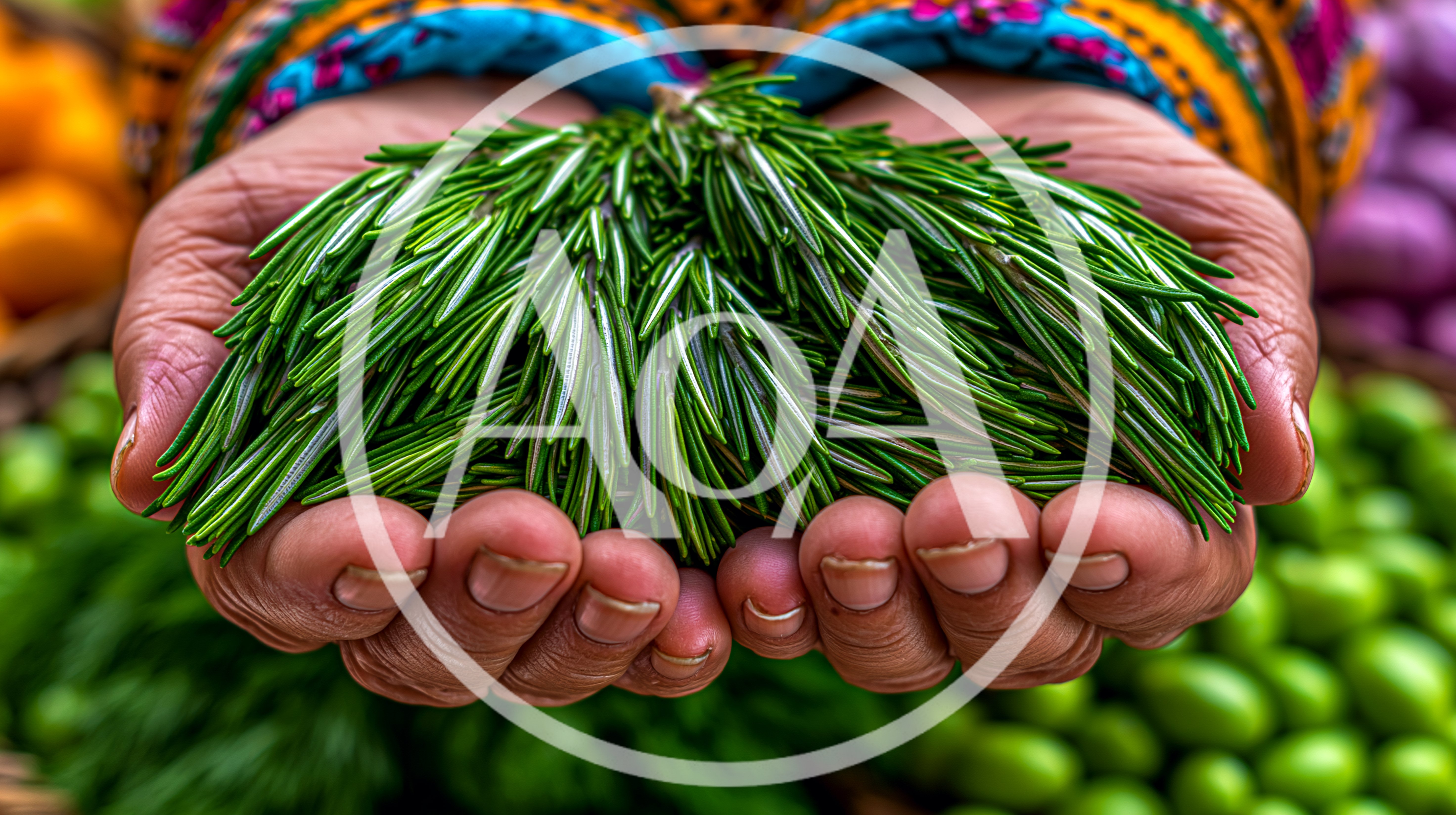 Hands Holding Freshly Harvested Rosemary Sprigs