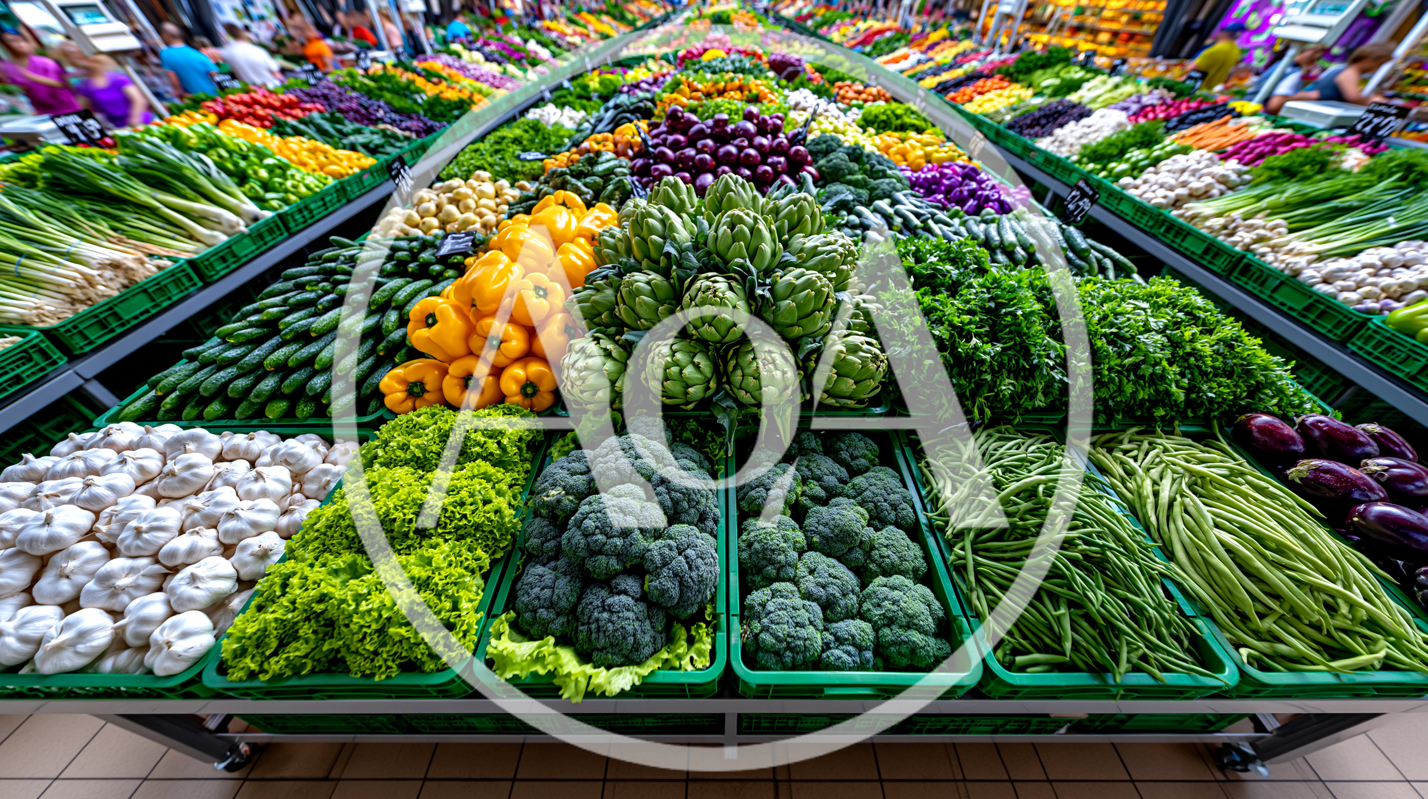 Fresh Vegetables Displayed In A Grocery Store