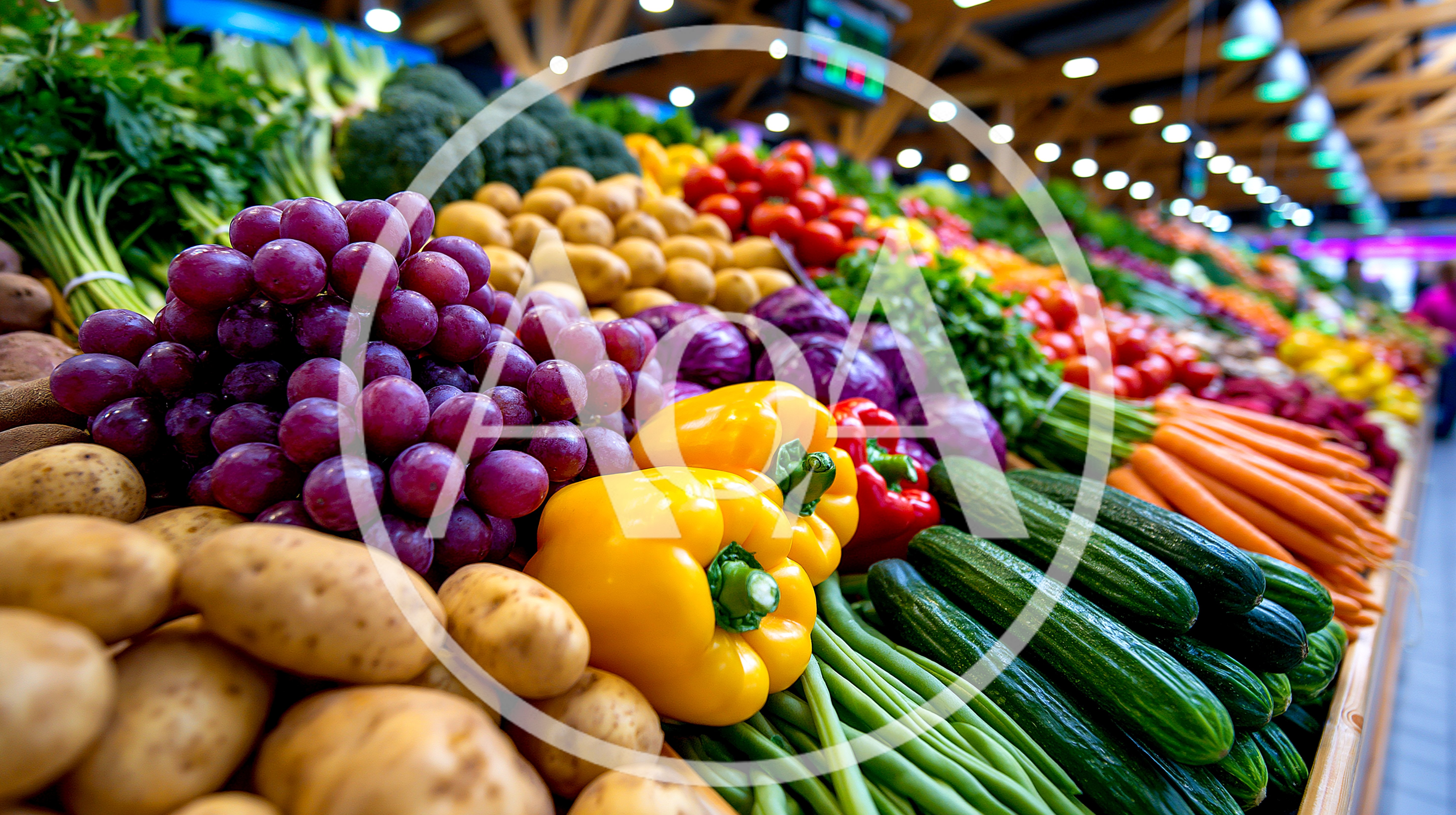 Fresh Organic Produce Display At A Grocery Store