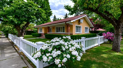 Charming Suburban House With White Picket Fence