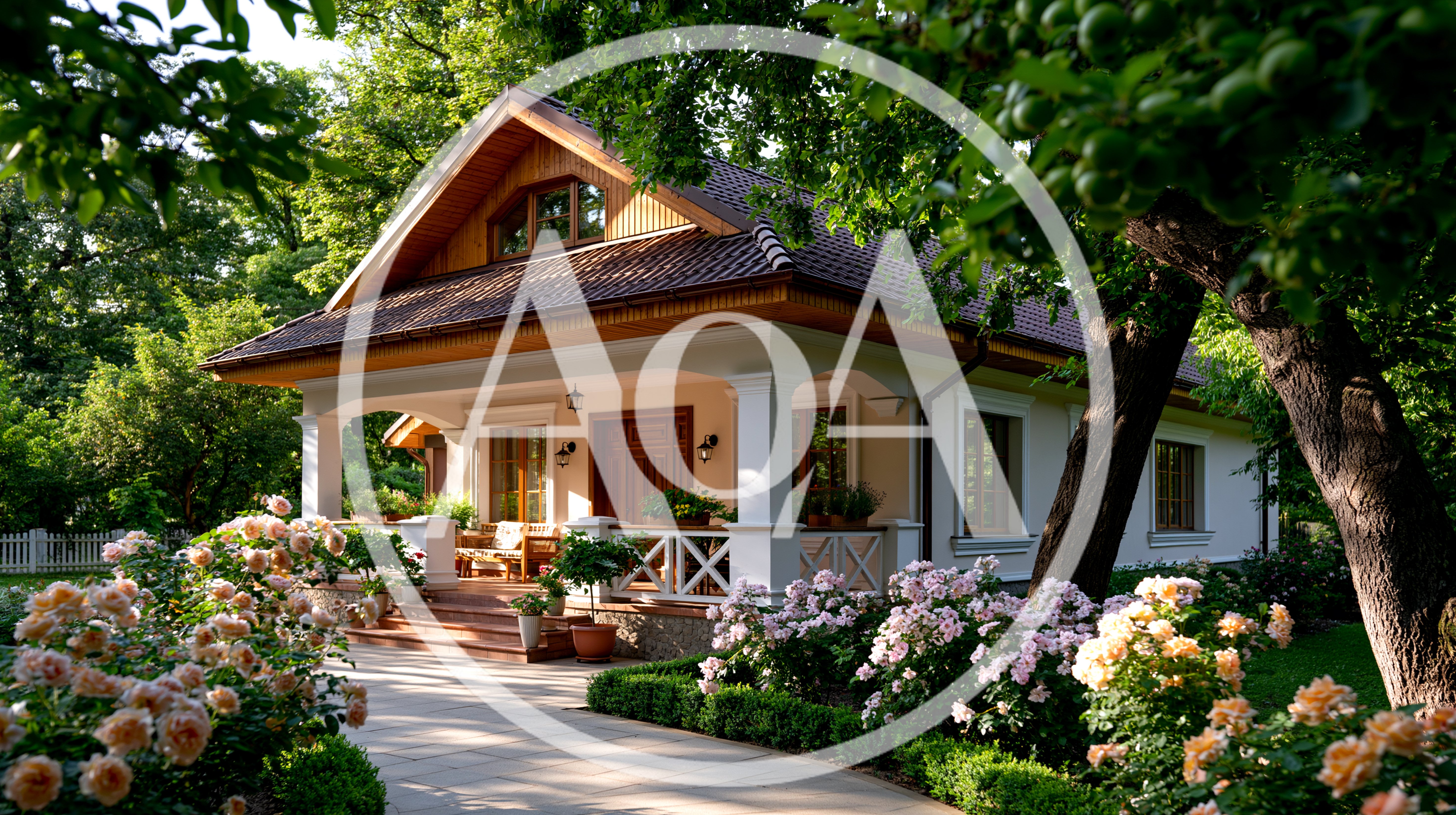 Beautiful Country House With Lush Garden And Roses