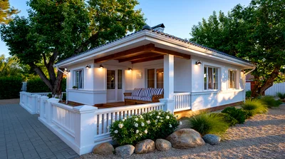 Modern White Cottage With Porch And Landscaped Garden