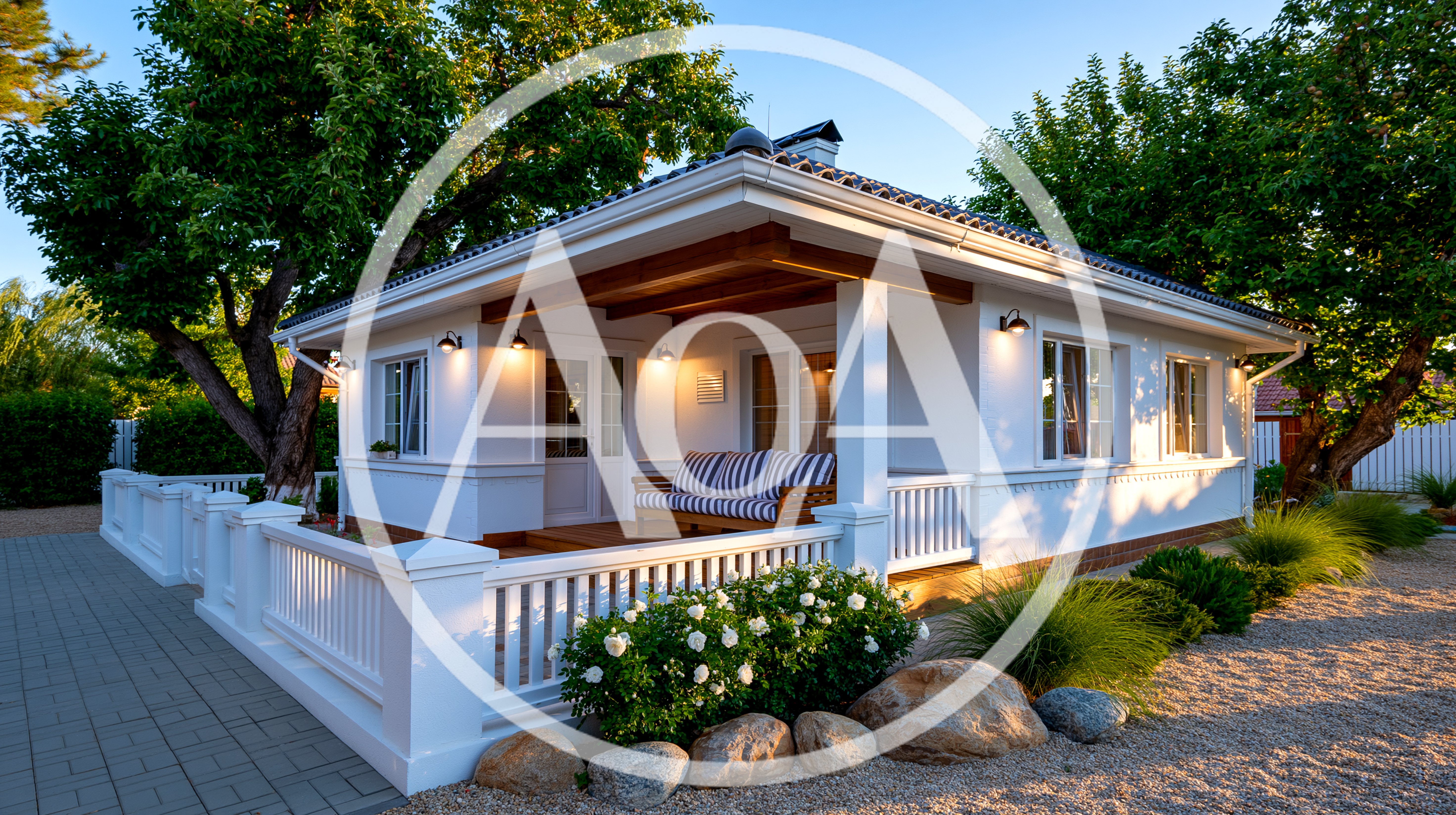 Modern White Cottage With Porch And Landscaped Garden