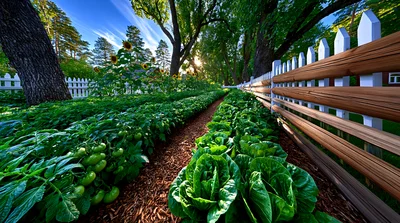 Lush Vegetable Garden With Tomatoes And Lettuce