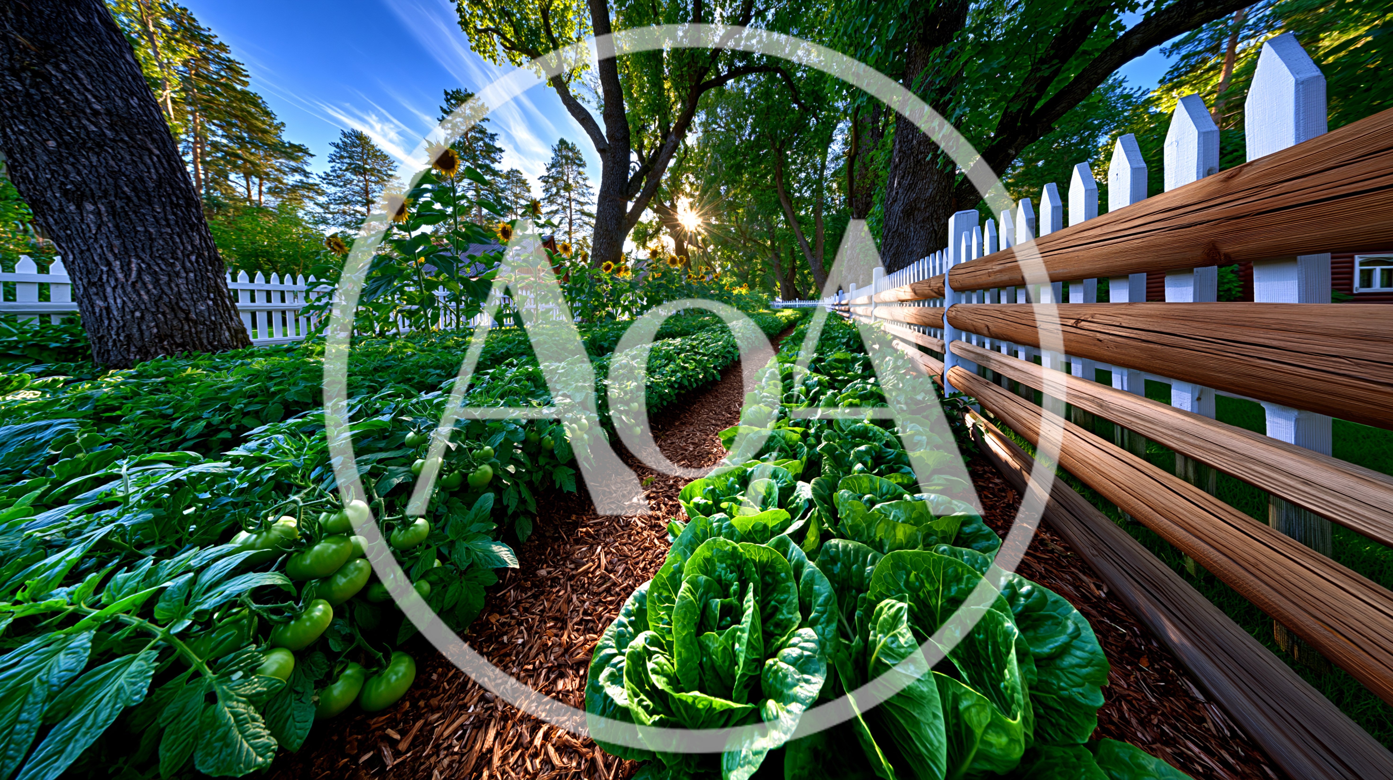 Lush Vegetable Garden With Tomatoes And Lettuce