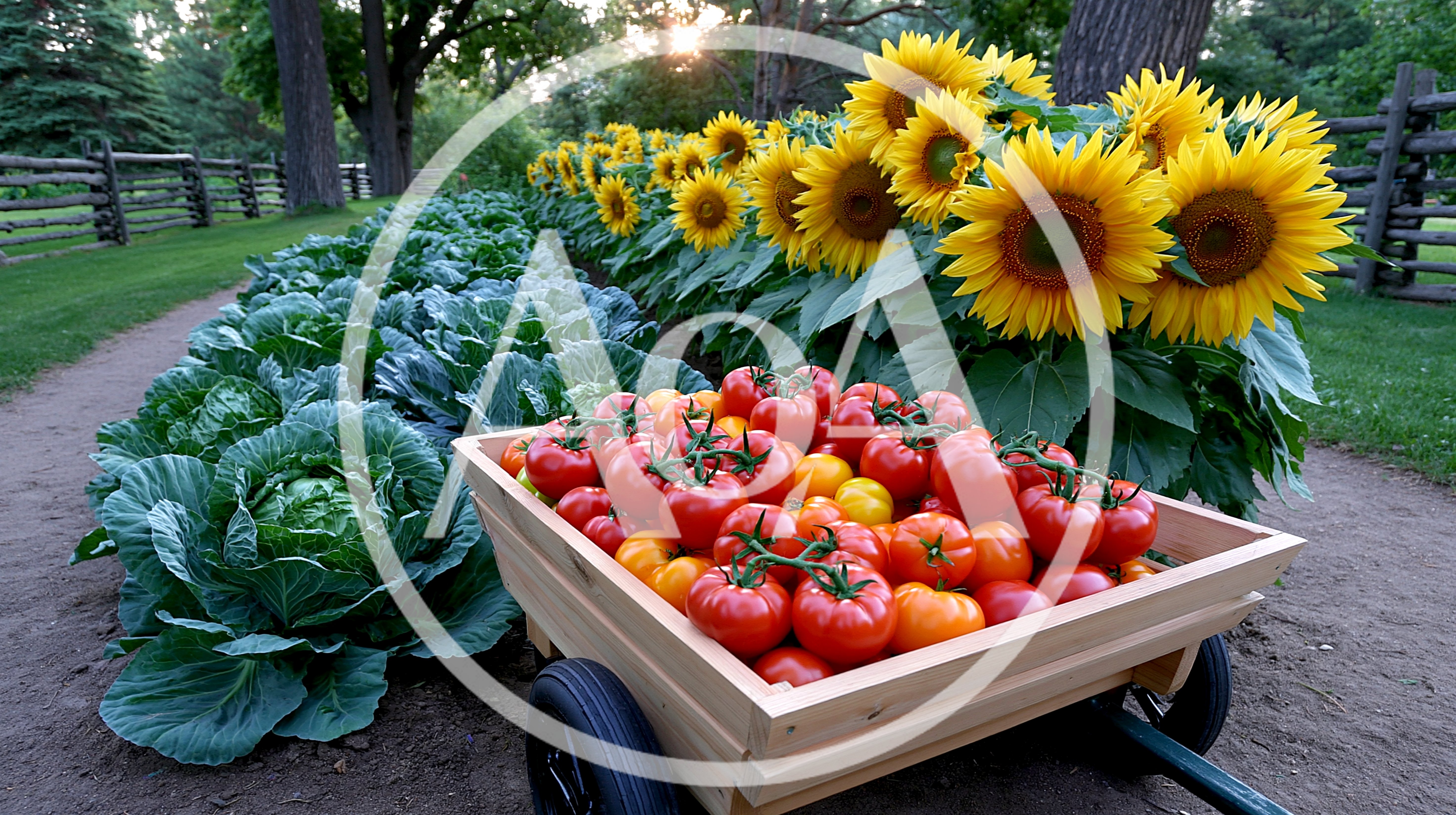 Wooden Wheelbarrow Filled With Freshly Harvested Tomatoes