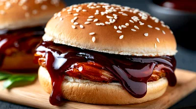 Barbecue Chicken Sandwich With Dripping Sauce