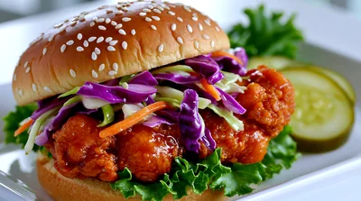 Crispy Fried Chicken Sandwich With Coleslaw