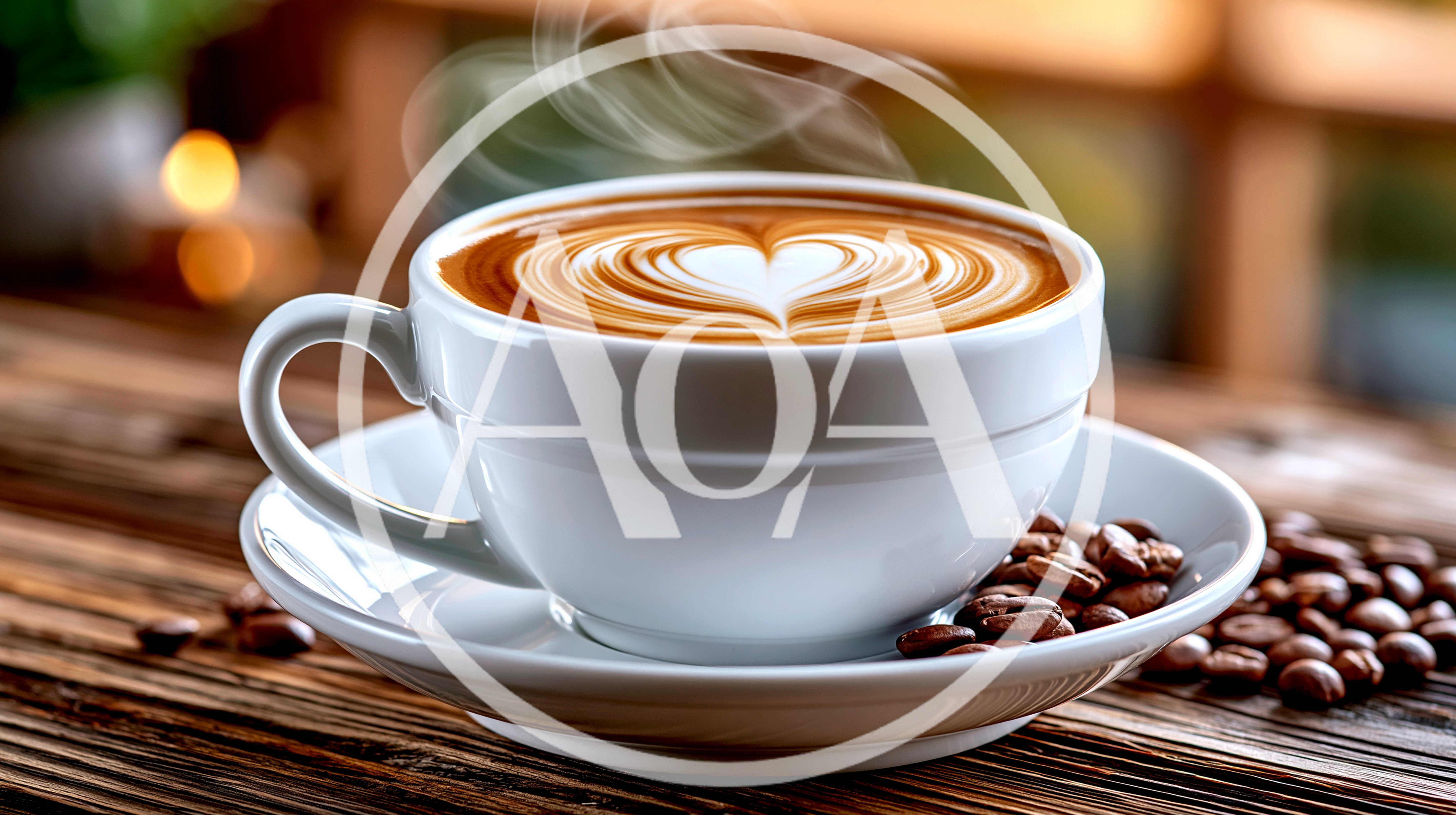 Steaming Cup Of Latte With Heart Latte Art