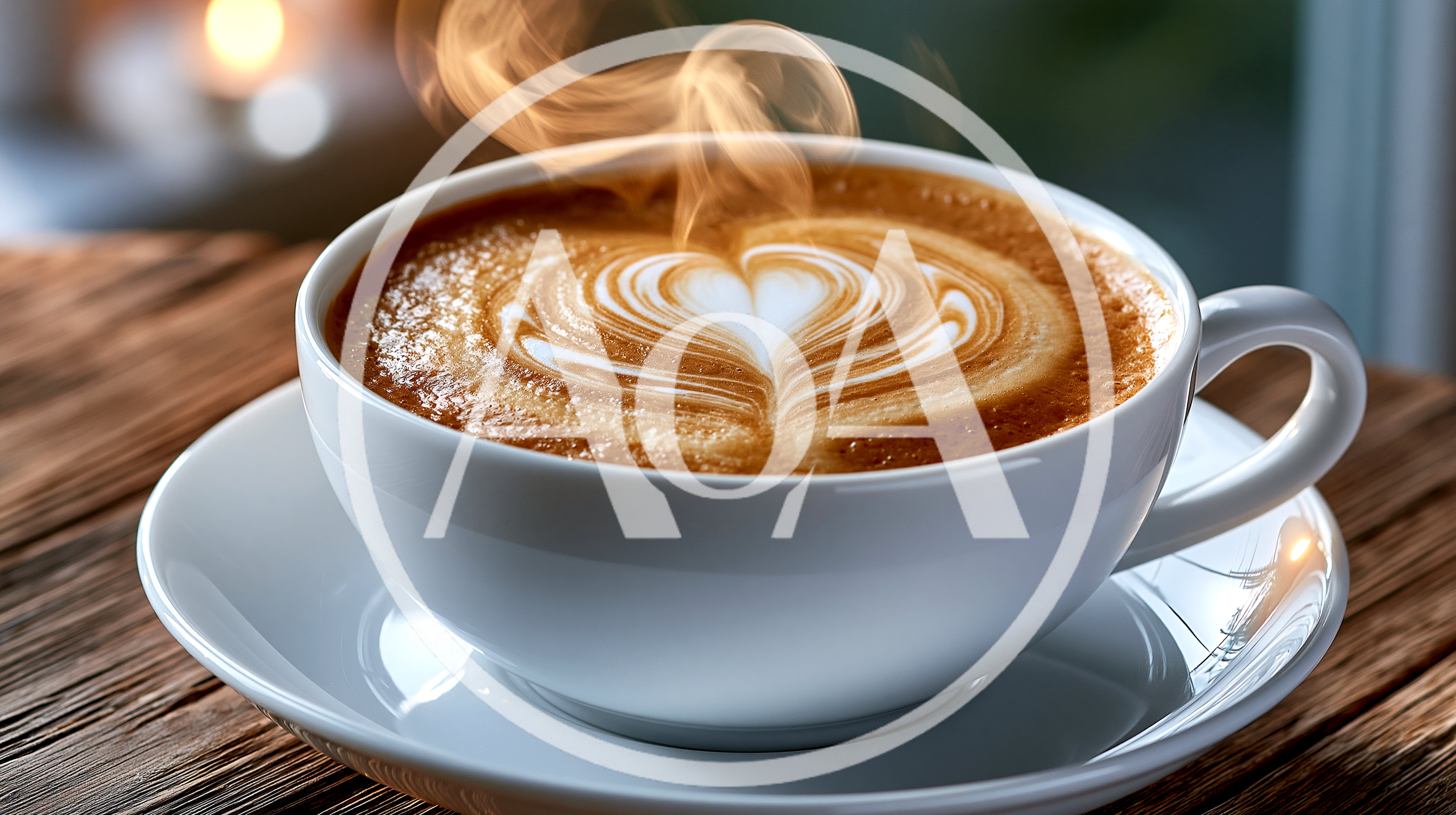 Steaming Cup Of Latte With Heart Latte Art