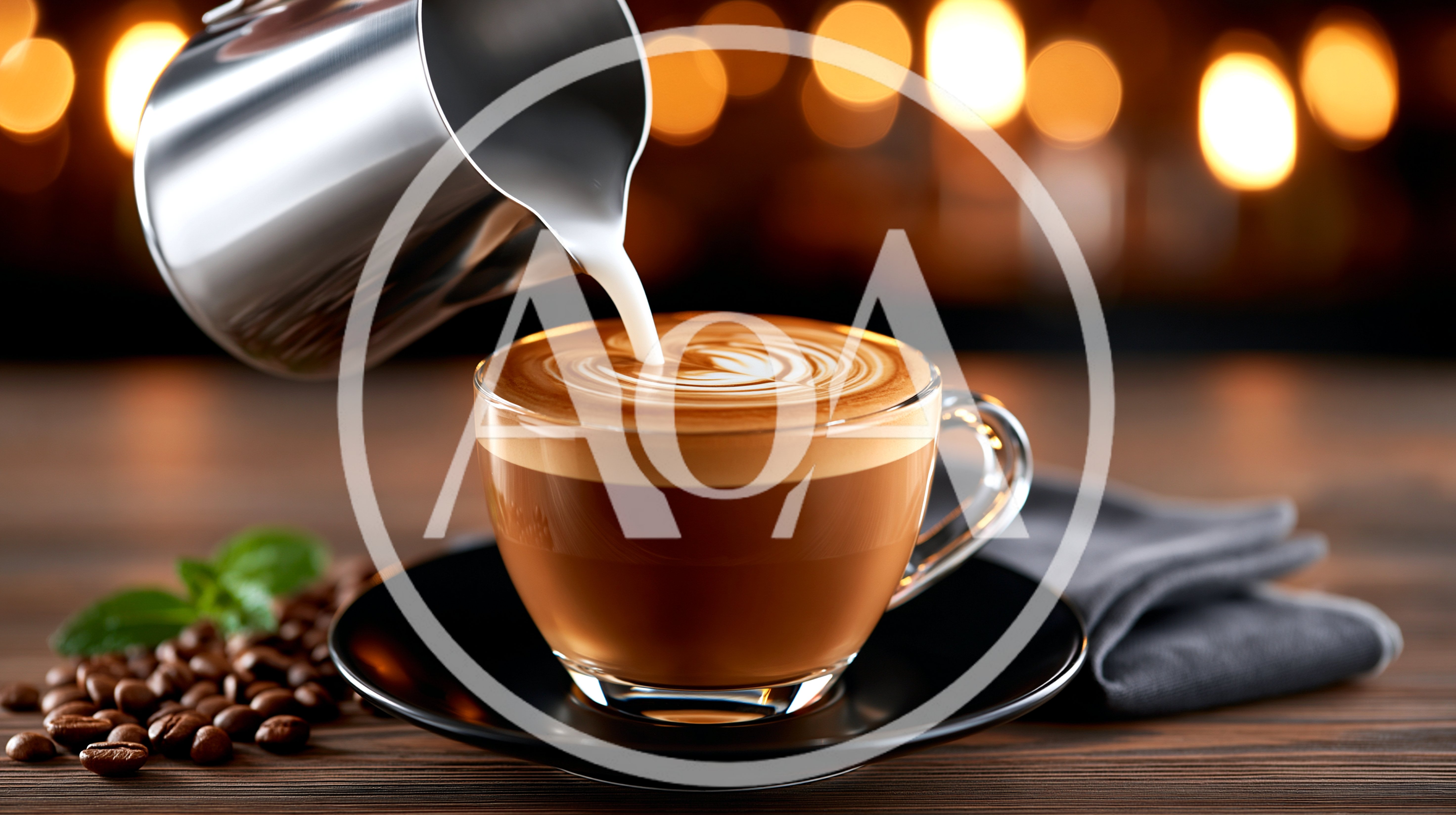 Pouring Steamed Milk Into A Fresh Latte