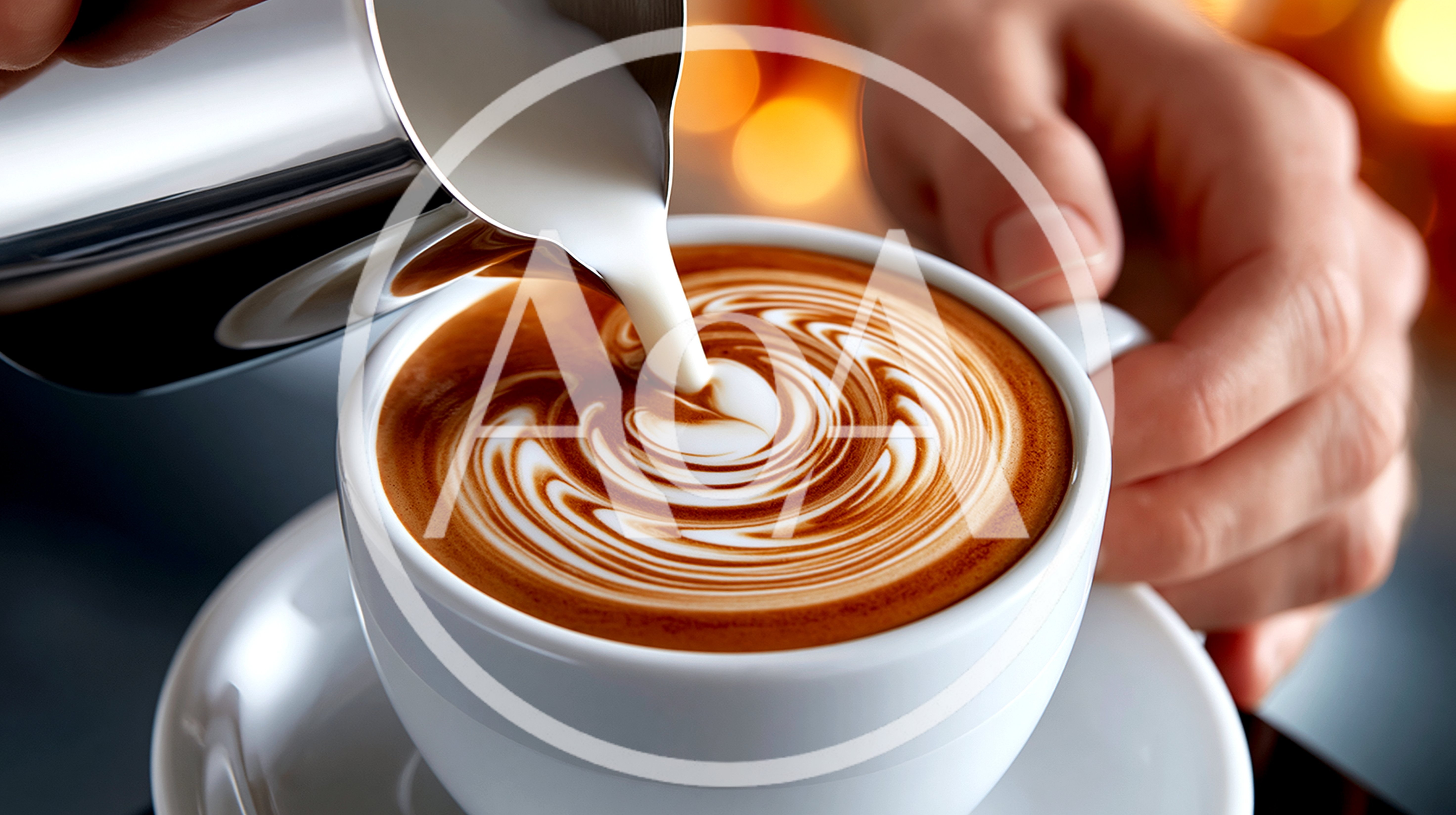 Barista Pouring Steamed Milk Into A Latte