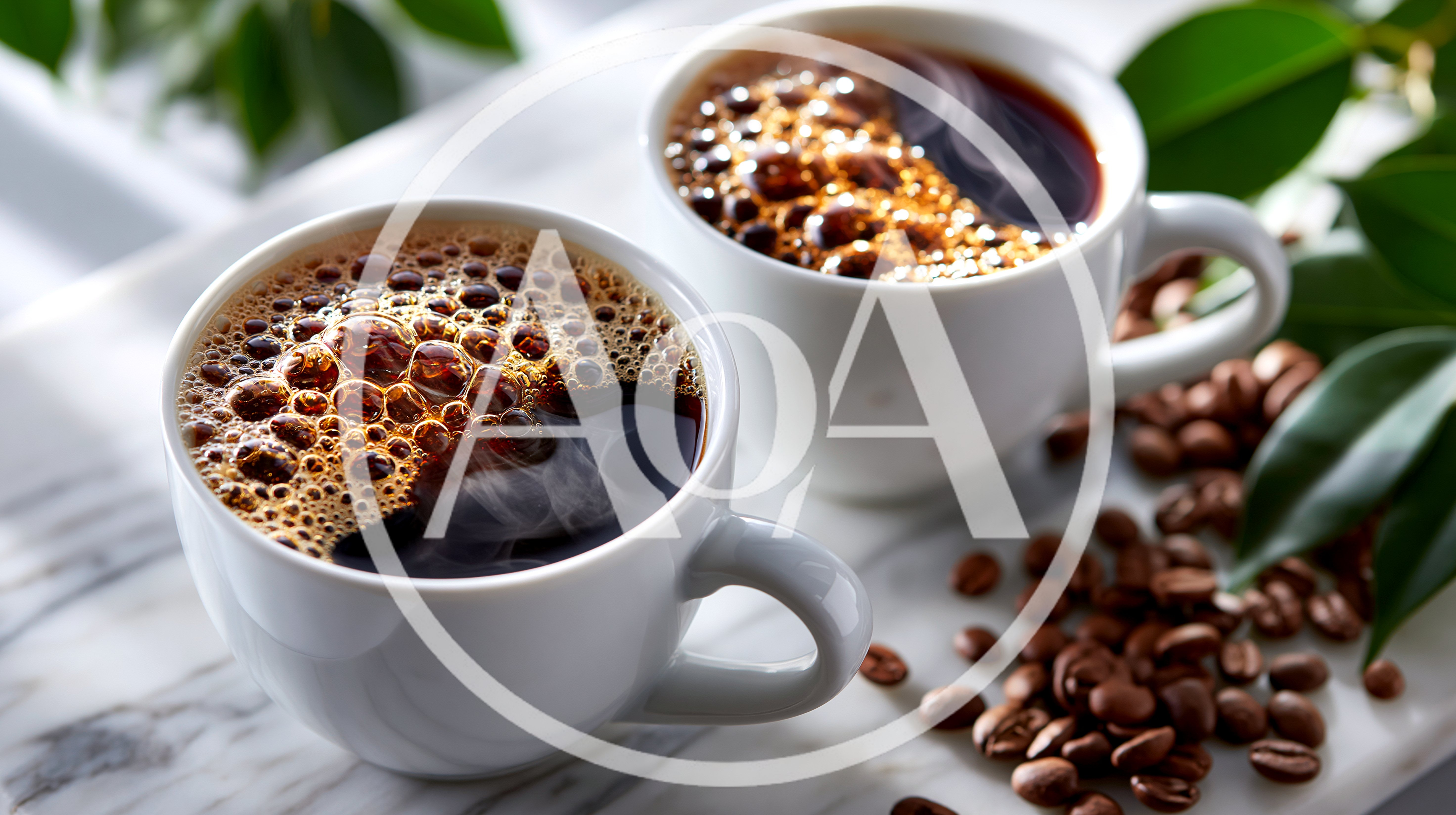 Two Cups Of Freshly Brewed Hot Coffee