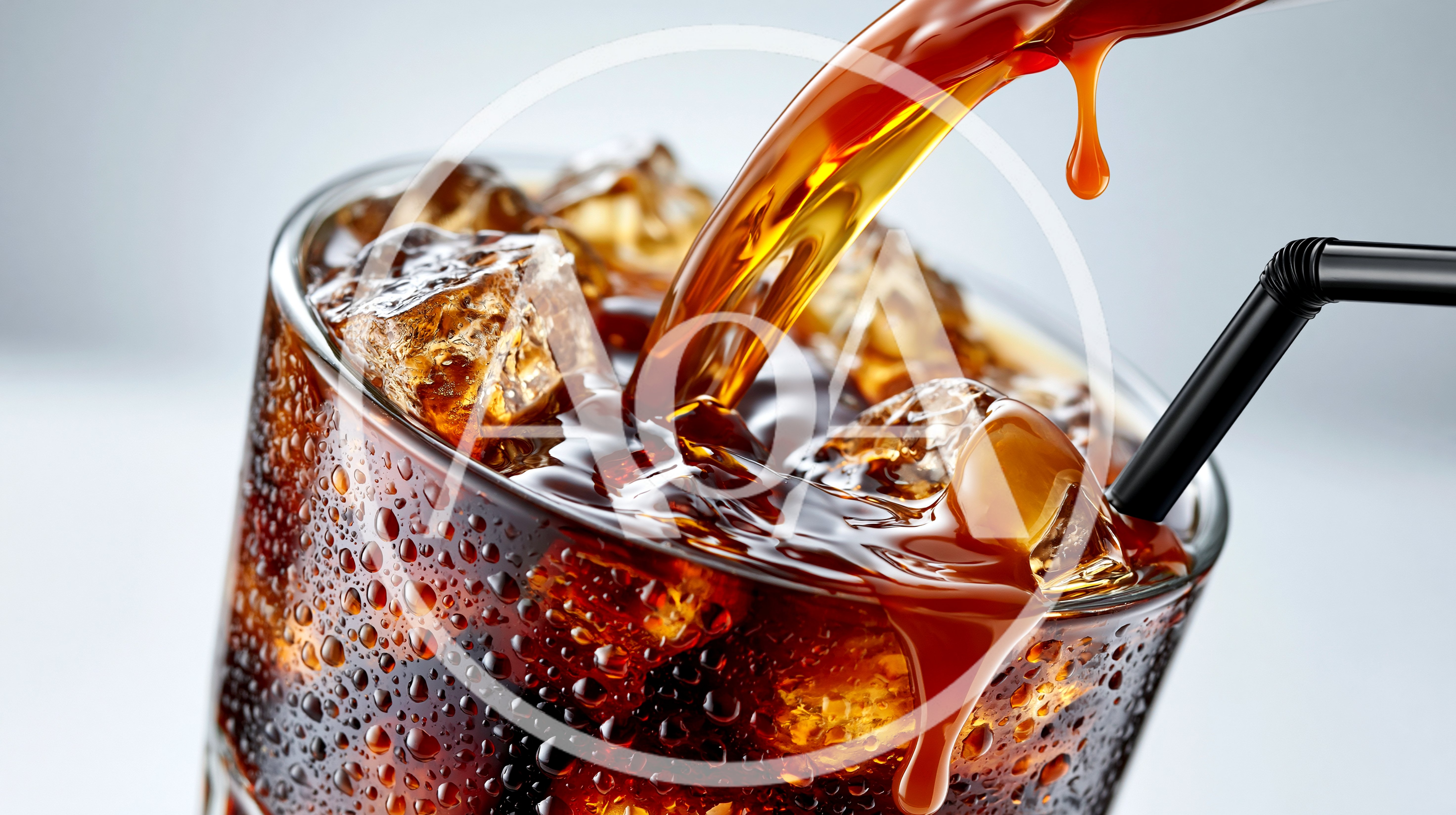 Refreshing Cola Pouring Into A Glass With Ice