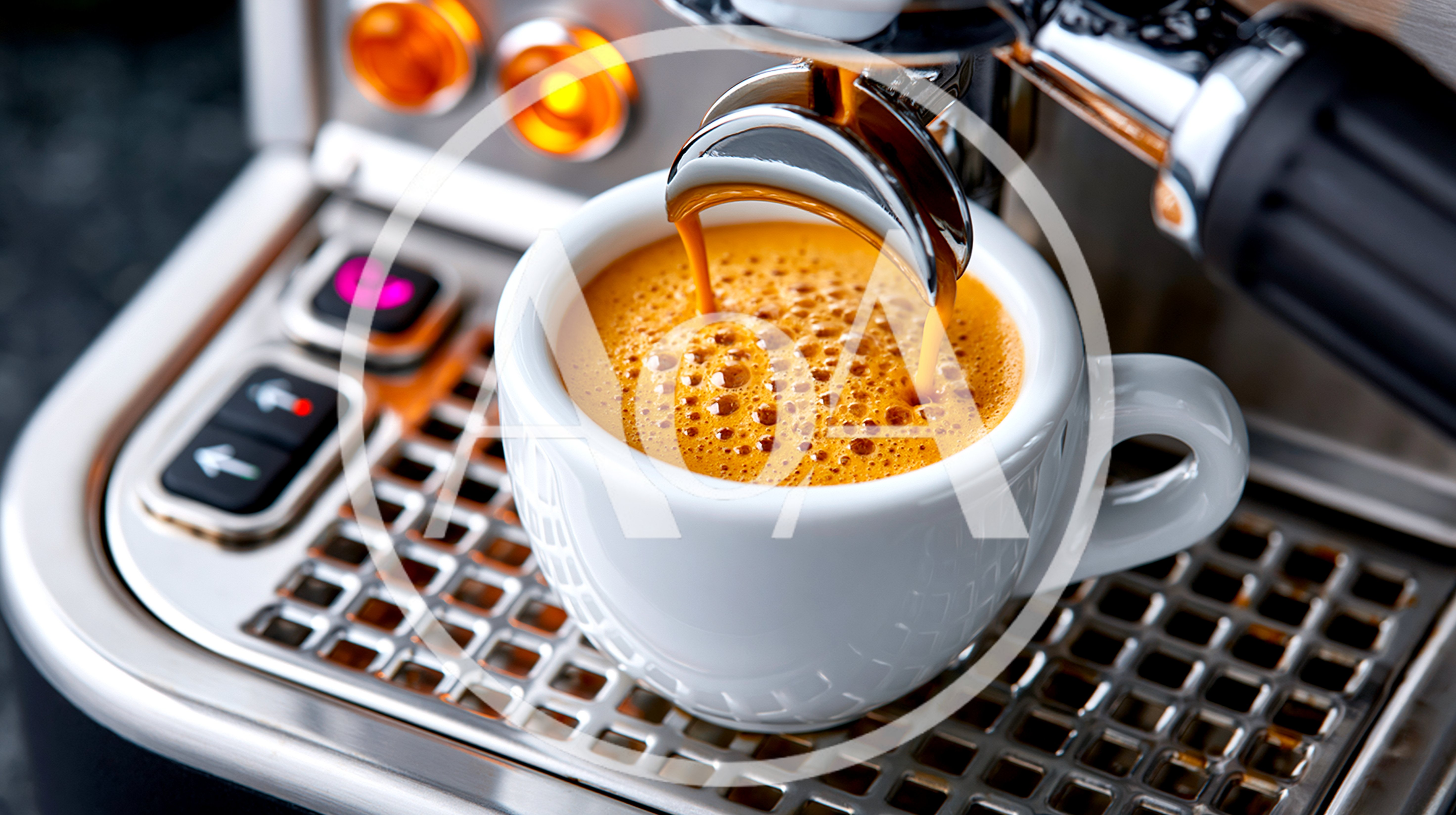 Espresso Machine Brewing Fresh Coffee Into A Cup