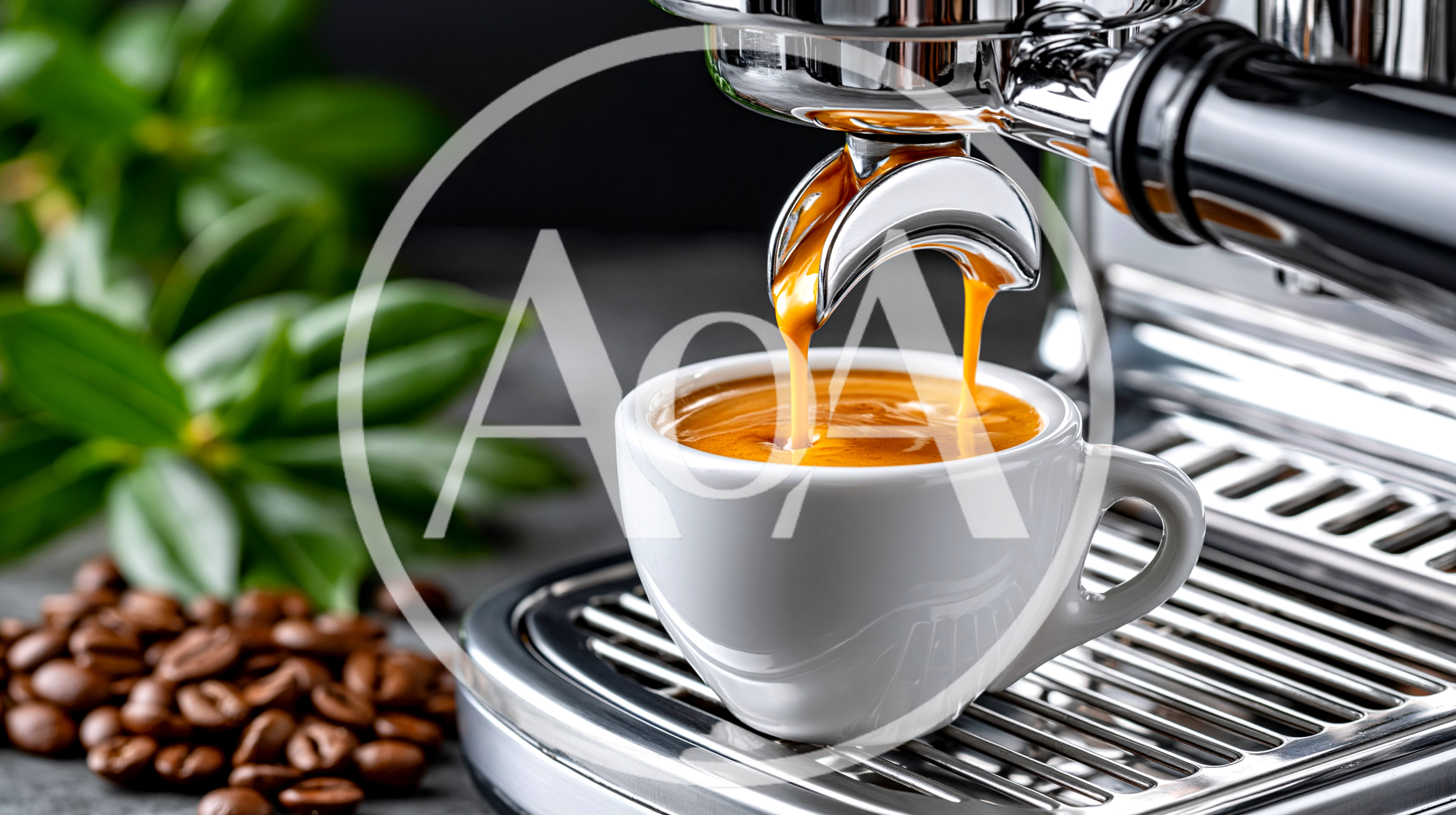 Espresso Machine Pouring Fresh Coffee Into White Cup