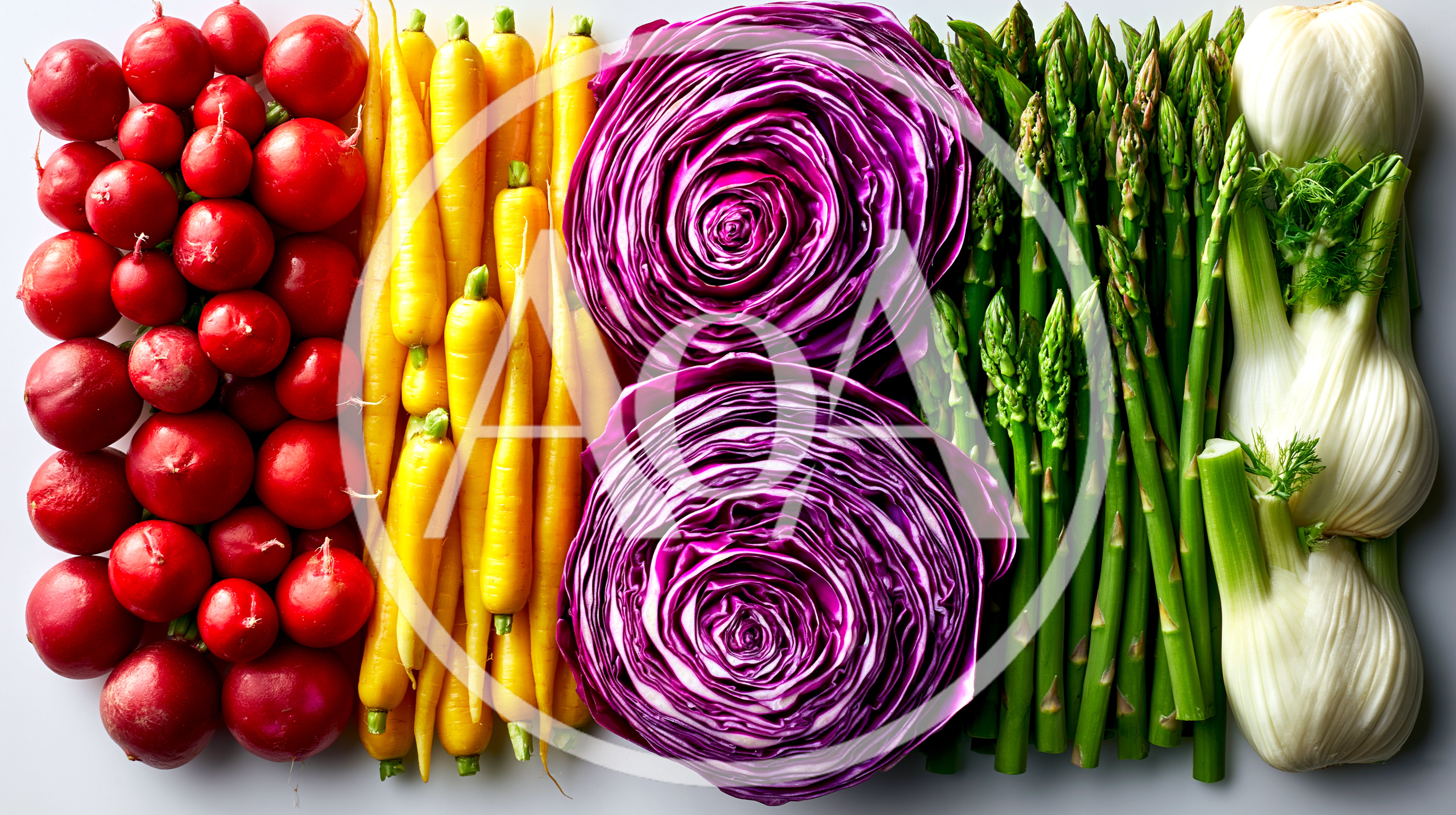 Fresh Raw Vegetables Arranged In Vertical Rows