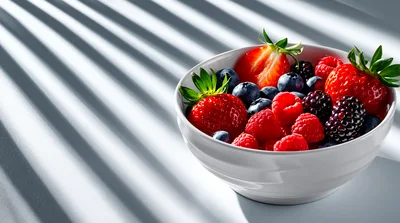 Fresh Mixed Berries In A White Bowl