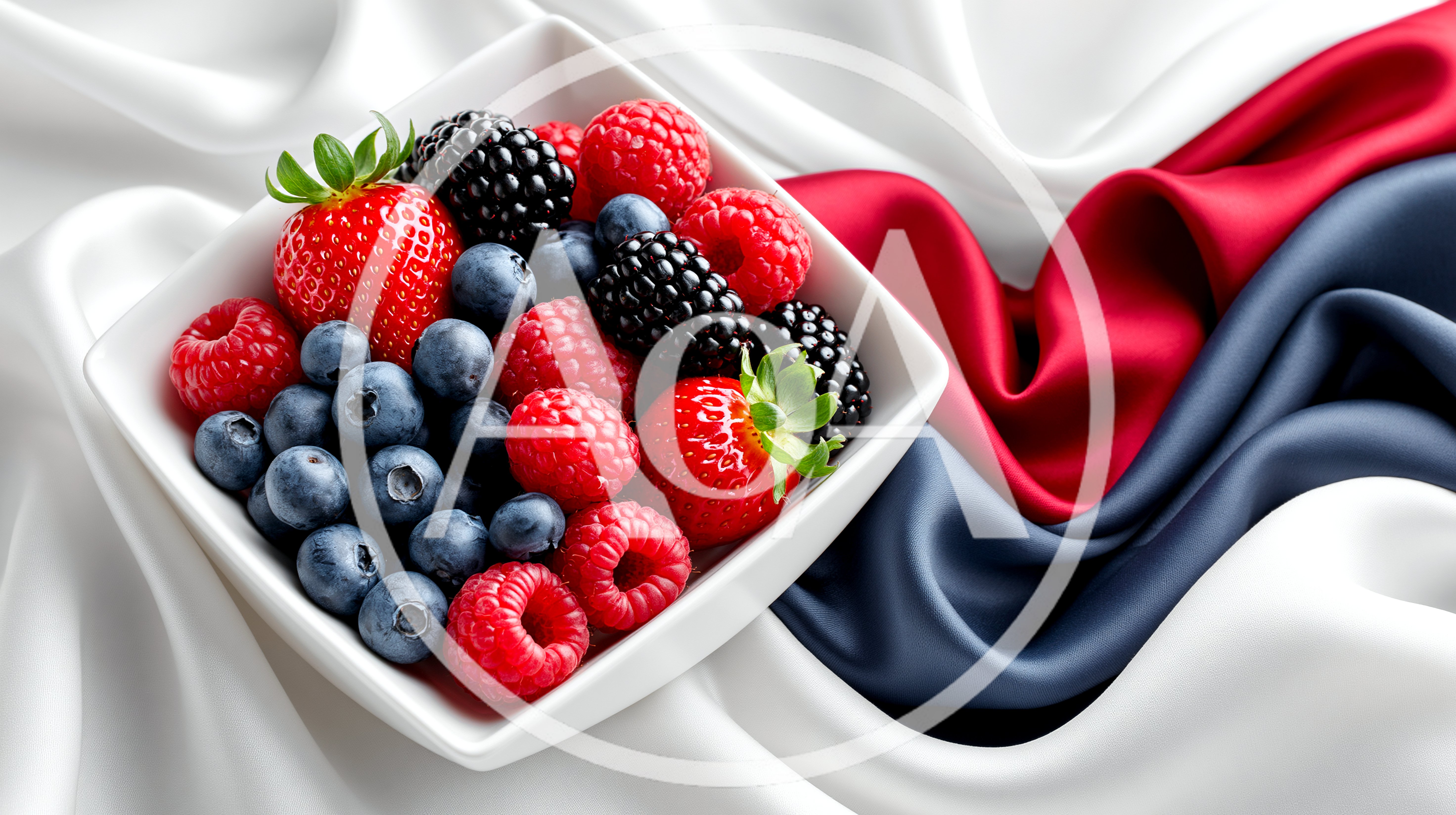 Fresh Mixed Berries In A White Bowl