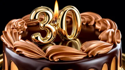 Chocolate Birthday Cake With Golden Number Thirty Candle