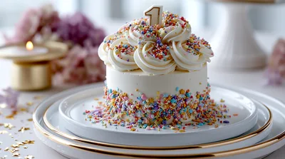 Small First Birthday Cake With Sprinkles