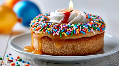First Birthday Cake With Sprinkles And Candle
