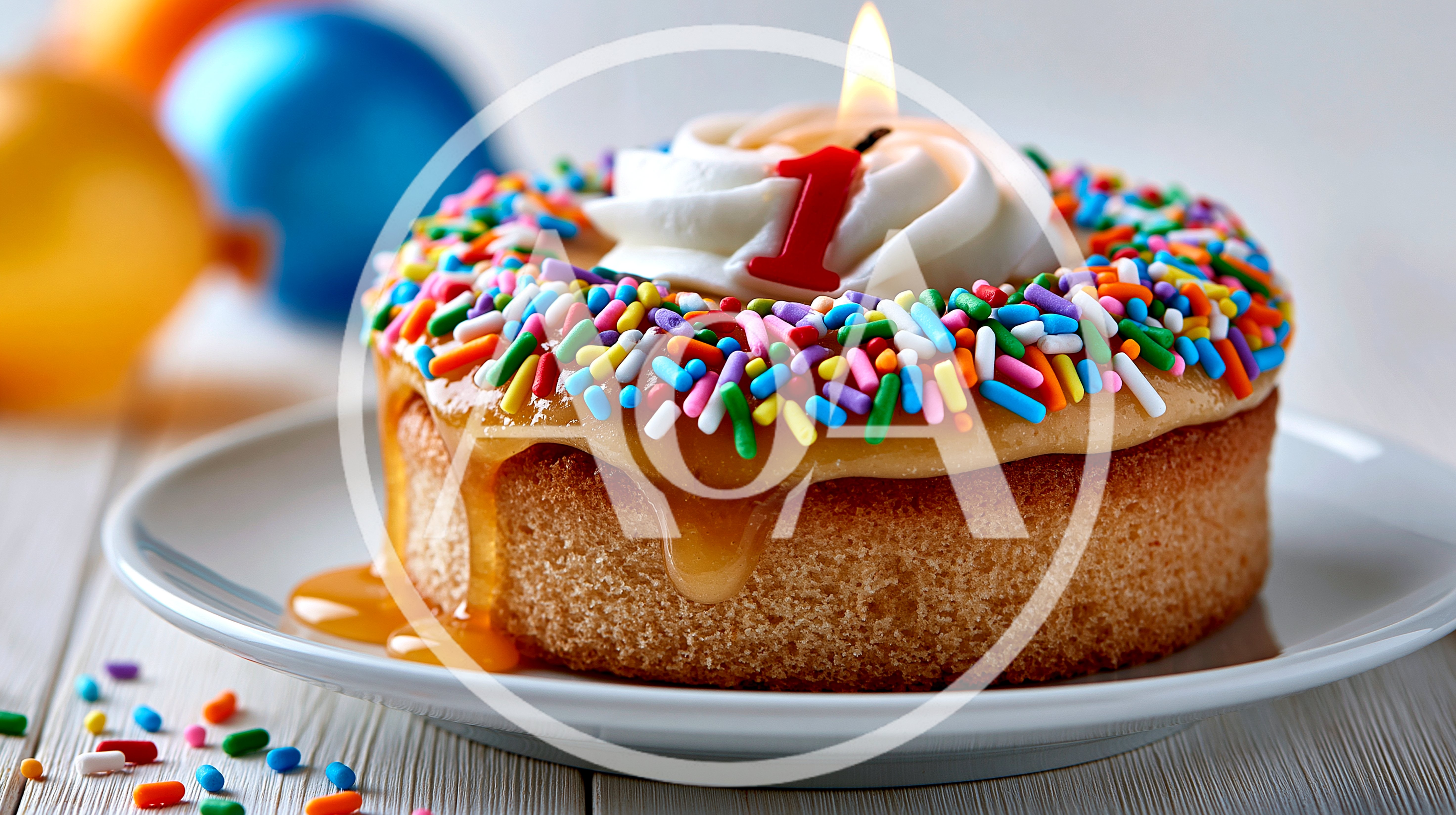 First Birthday Cake With Sprinkles And Candle
