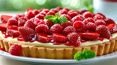 Fresh Raspberry And Strawberry Fruit Tart