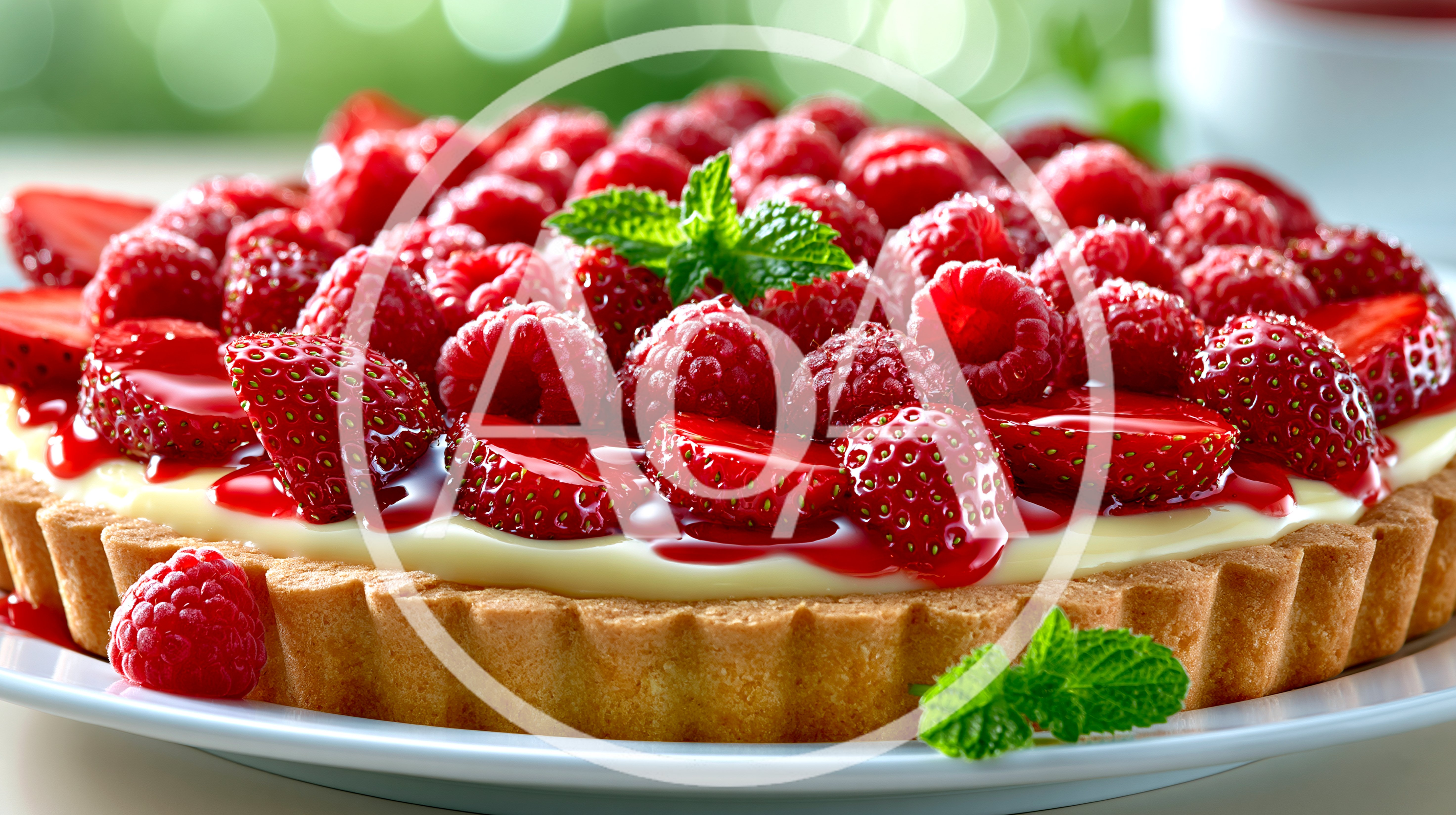 Fresh Raspberry And Strawberry Fruit Tart