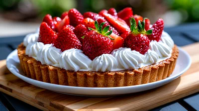 Fresh Strawberry Tart With Whipped Cream