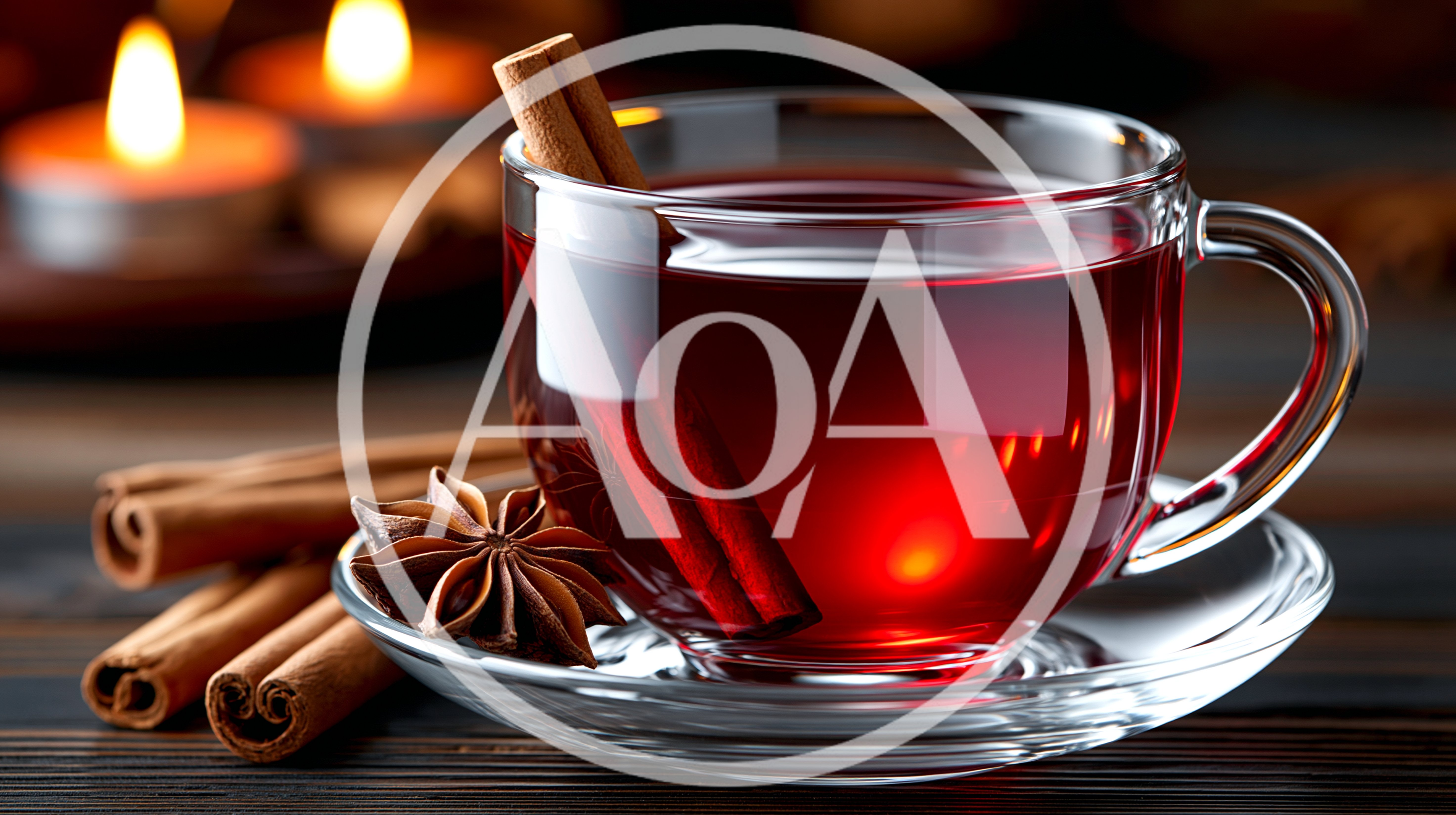 Glass Cup Of Mulled Wine With Cinnamon And Anise