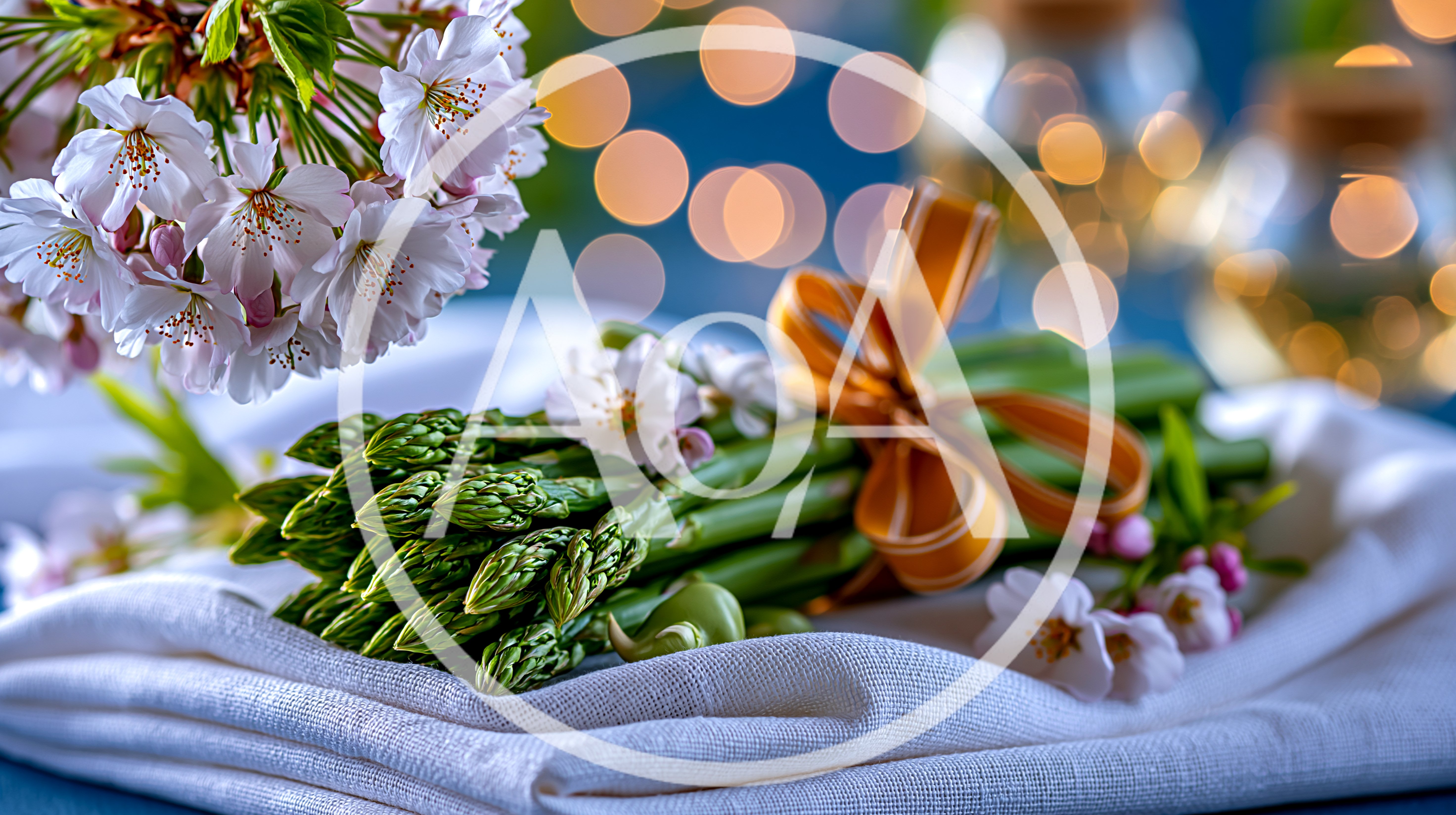 Fresh Asparagus Bundle Tied With Ribbon