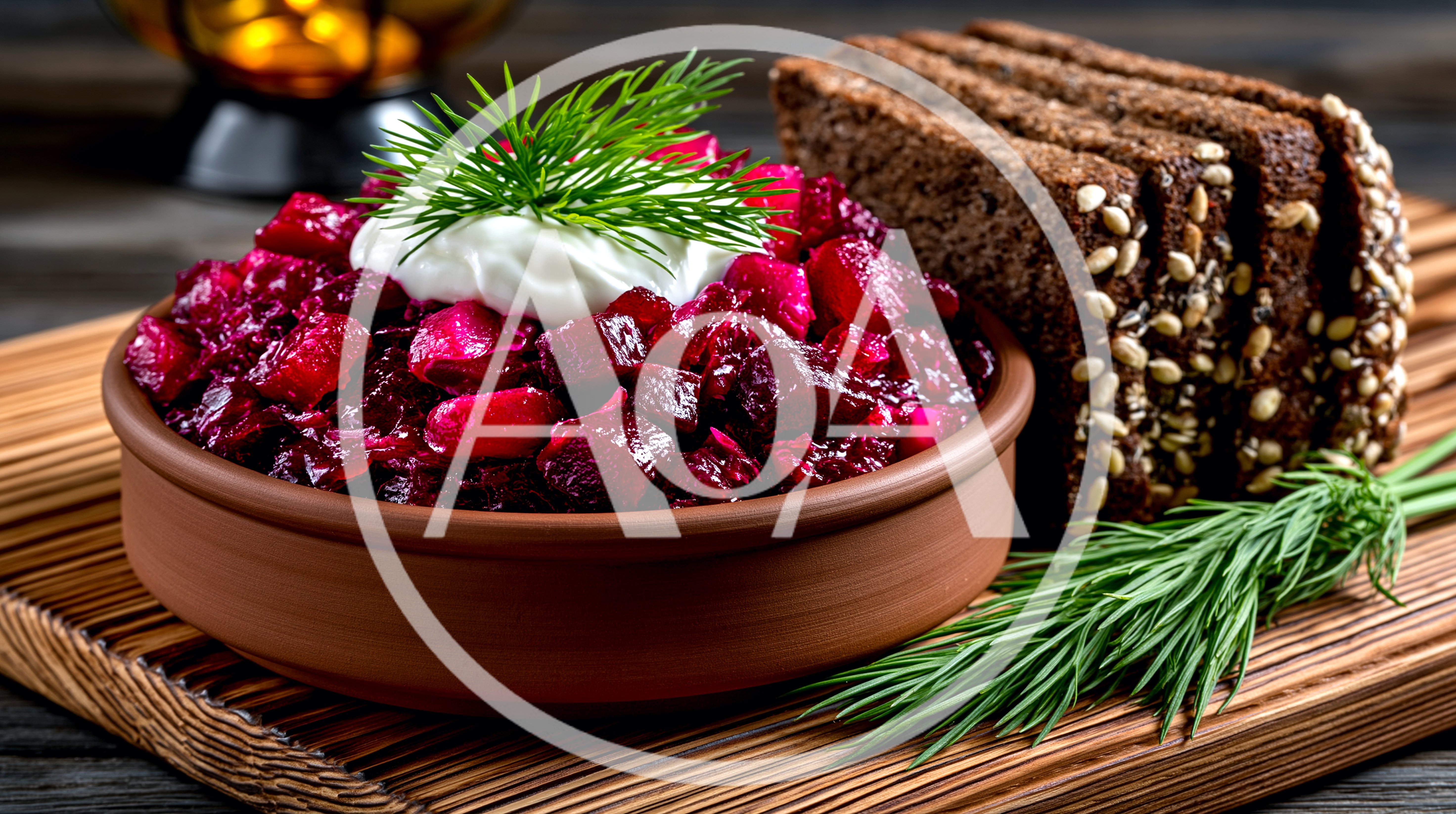 Bowl Of Beet Salad With Rye Bread
