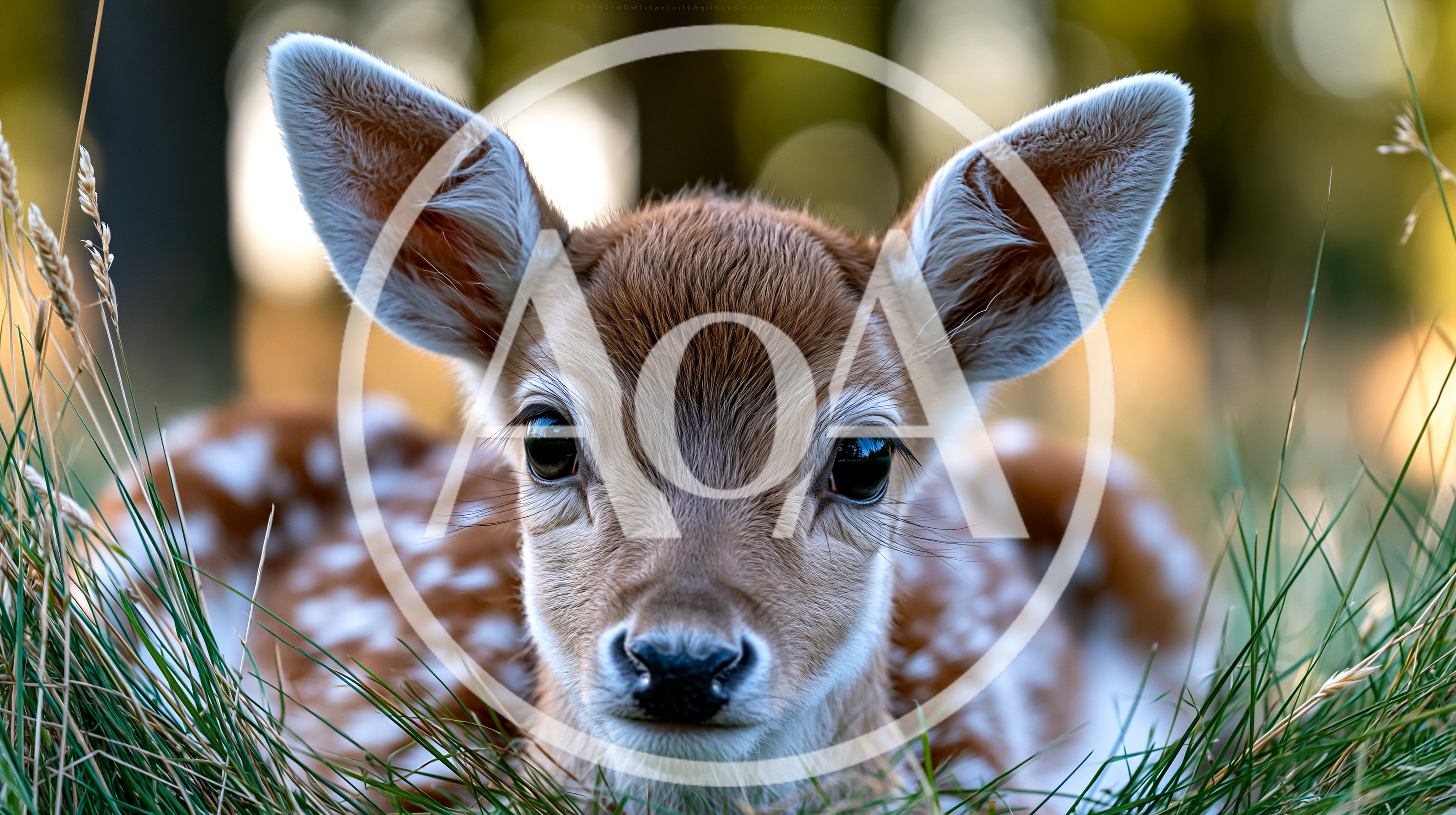 Close Up Portrait Of A Fawn In Grass