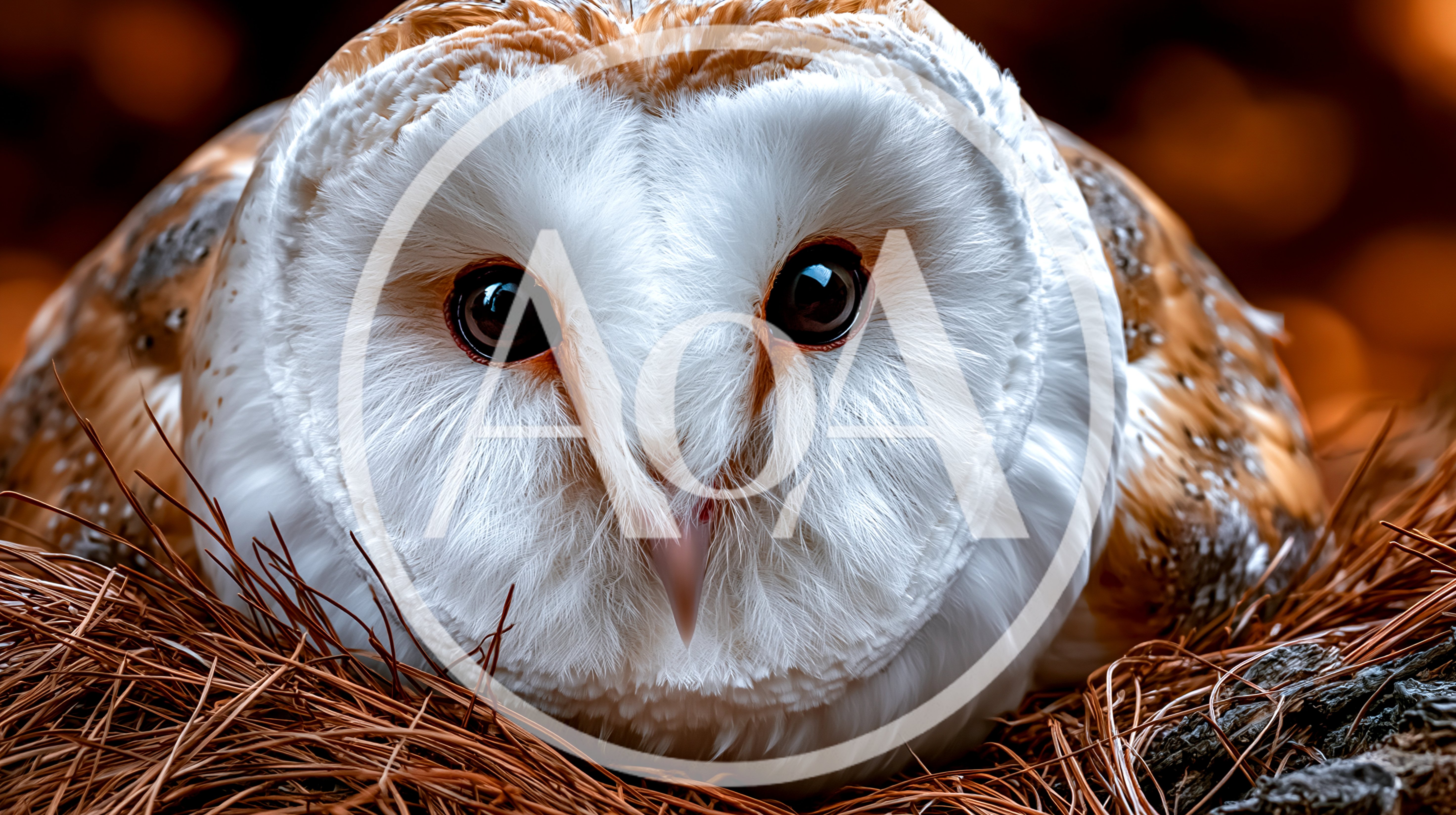 Barn Owl Resting In A Pine Needle Nest
