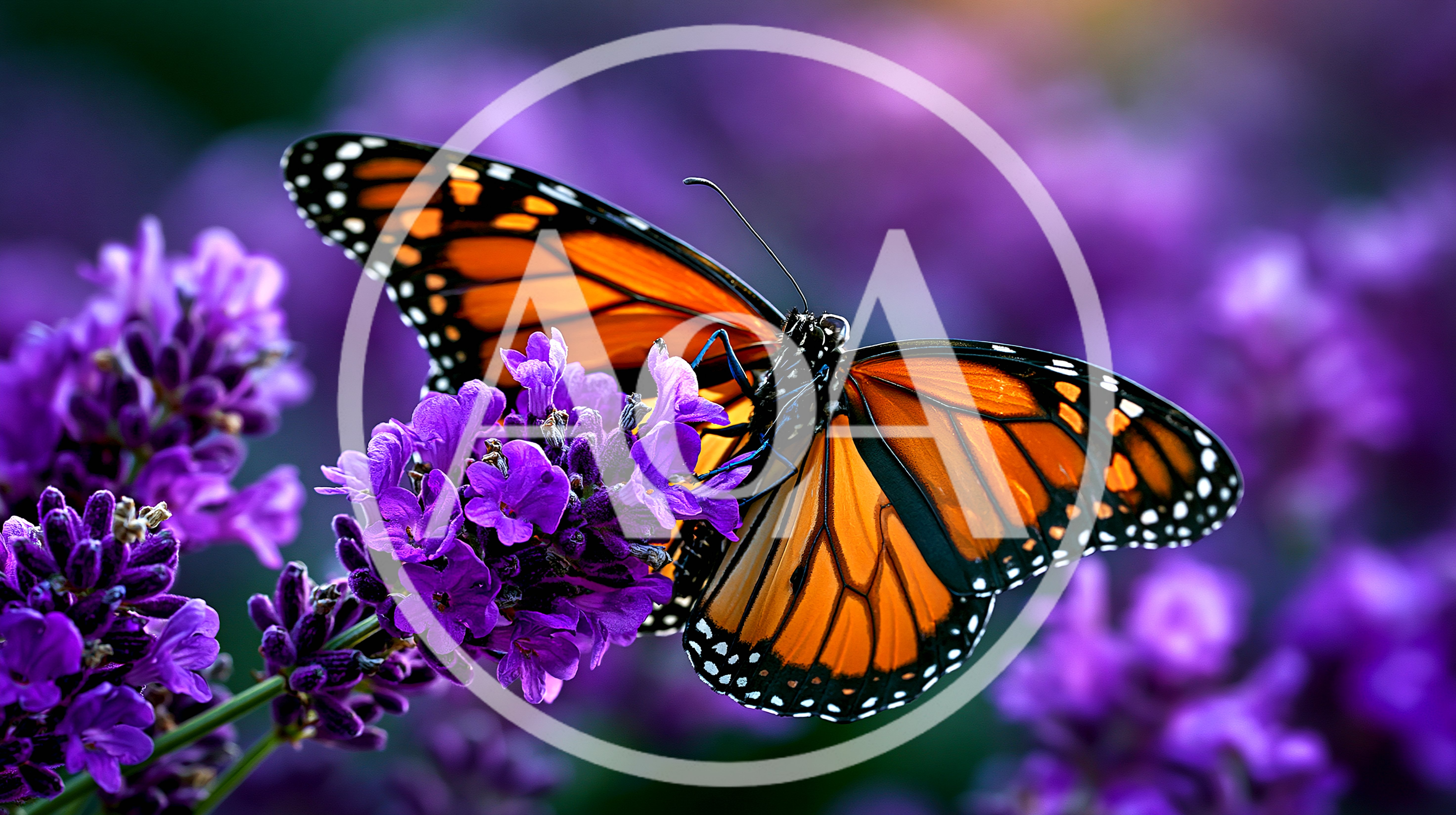 Monarch Butterfly Resting On Vibrant Purple Lavender Flowers
