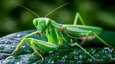 Macro Close Up Of A Green Praying Mantis