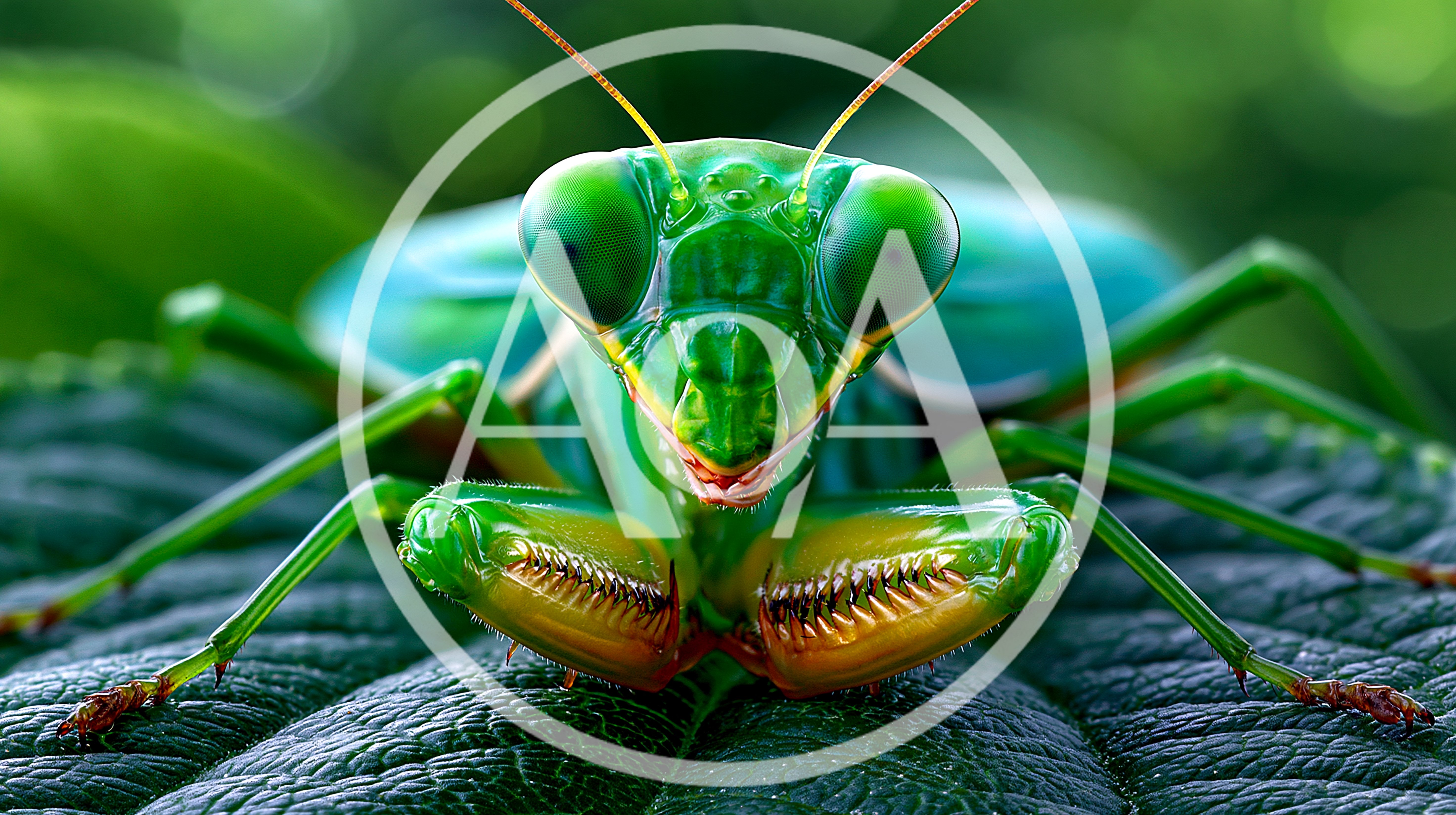 Macro Close Up Of A Green Praying Mantis