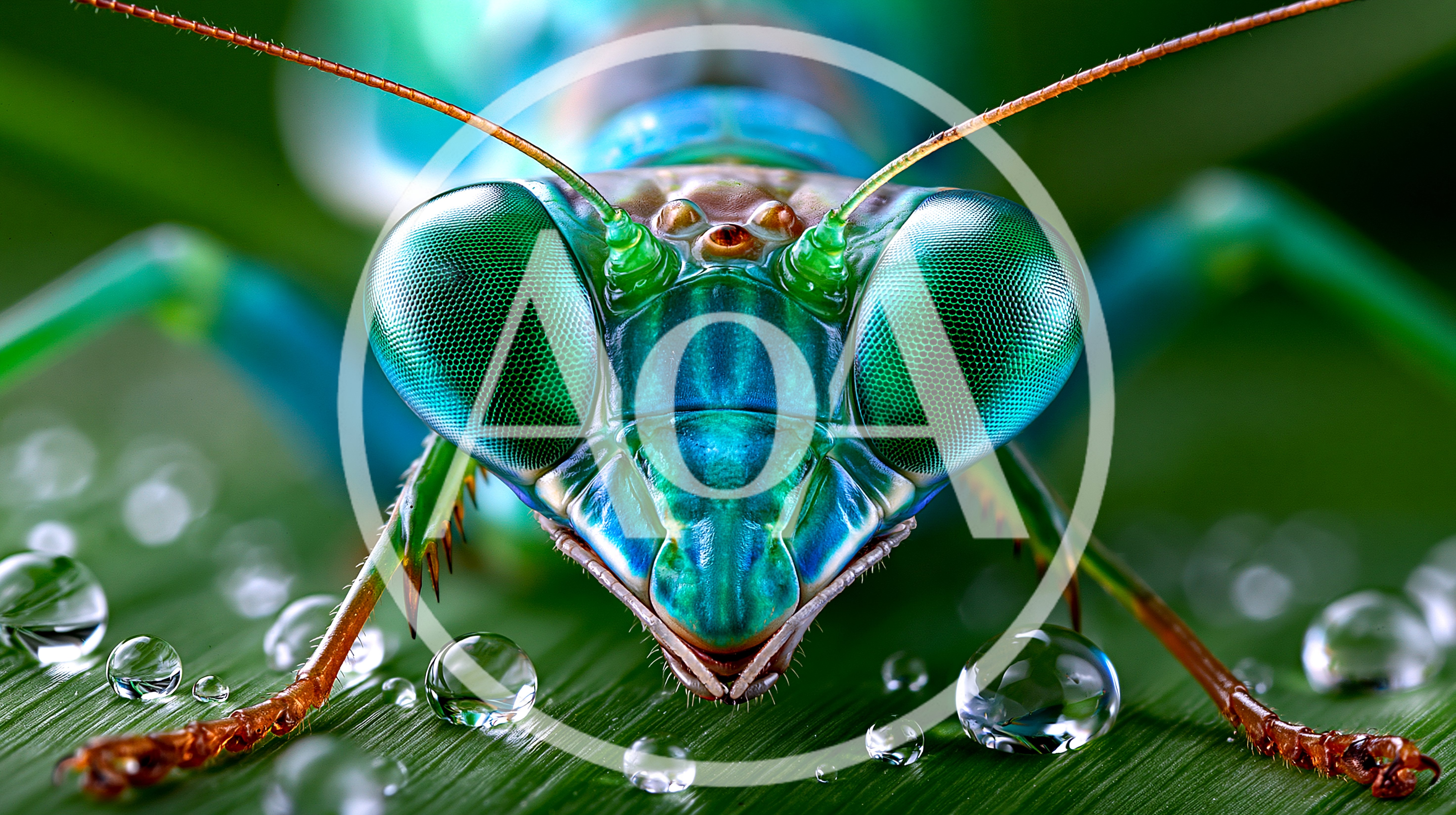 Macro Close Up Of A Vibrant Green Praying Mantis